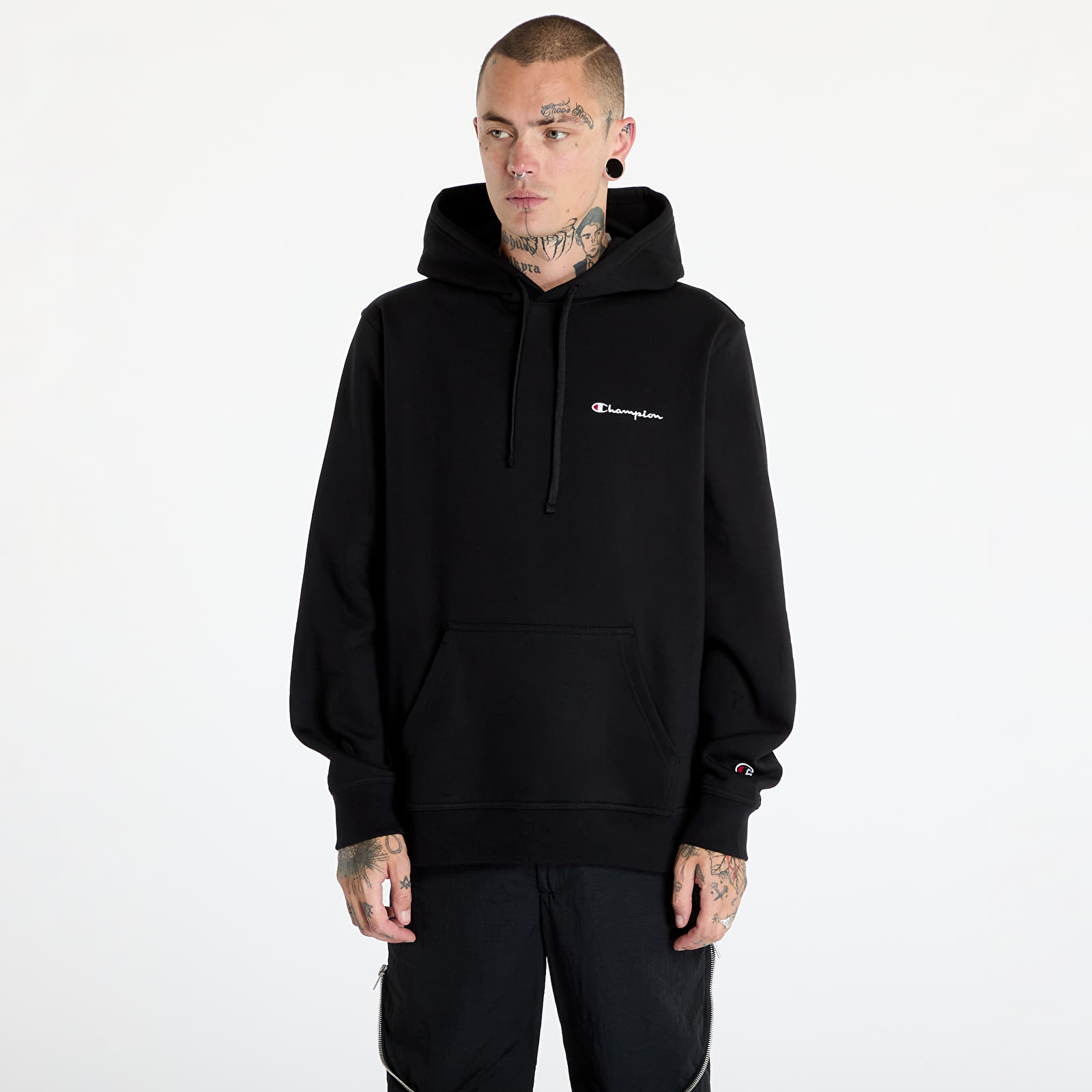 Mens black champion hoodie sales