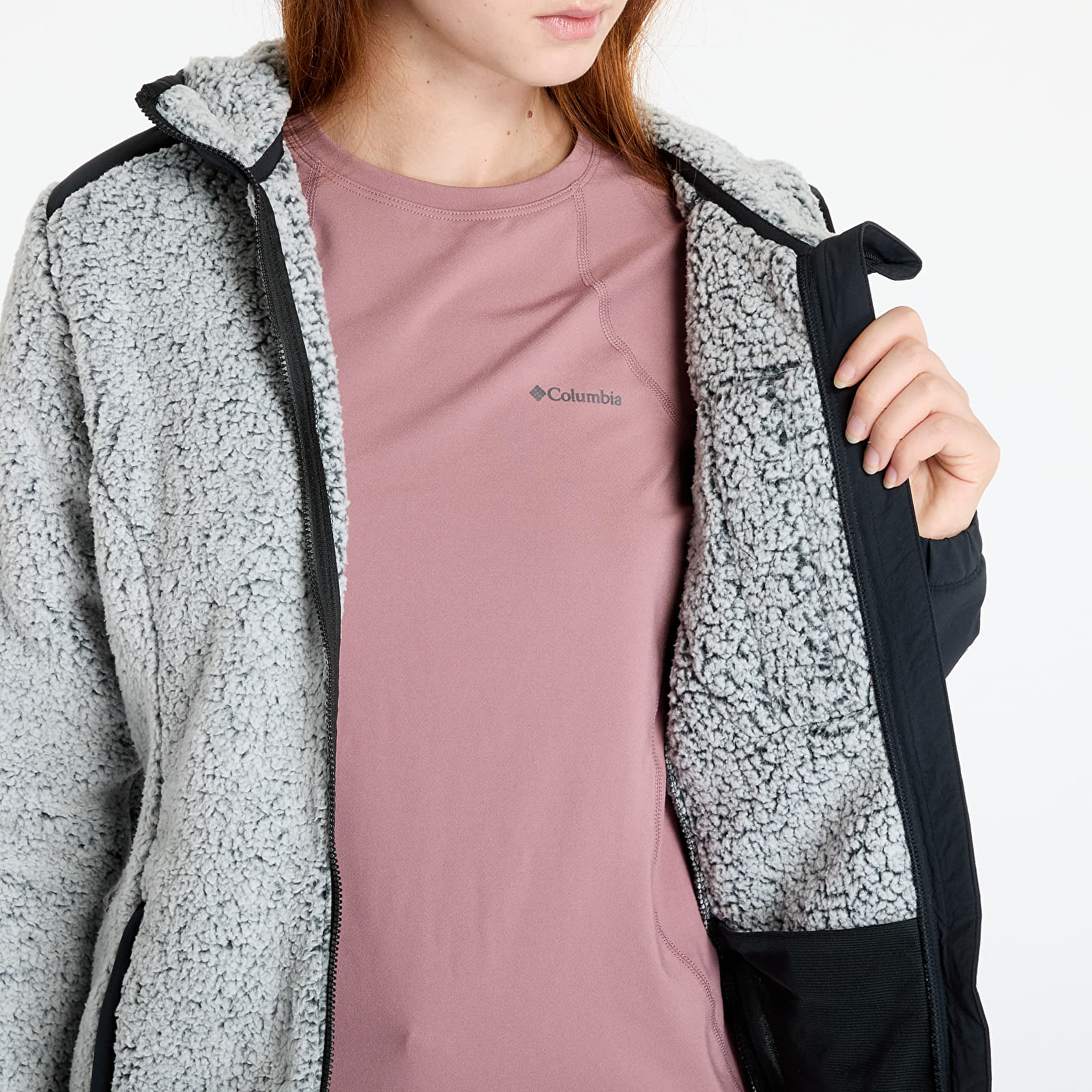 Bluzy damskie Columbia Arctic Crest™ Sherpa Full Zip Fleece Jacket White/ Black