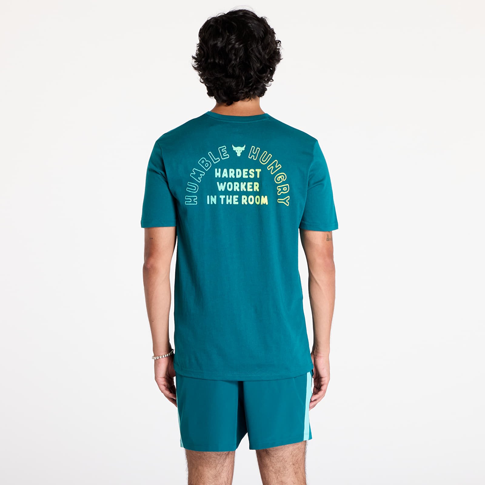 T-Shirts Under Armour Project Rock H&H Graphic Short Sleeve T-Shirt Hydro Teal/ Radial Turquoise/ High-Vis Yellow