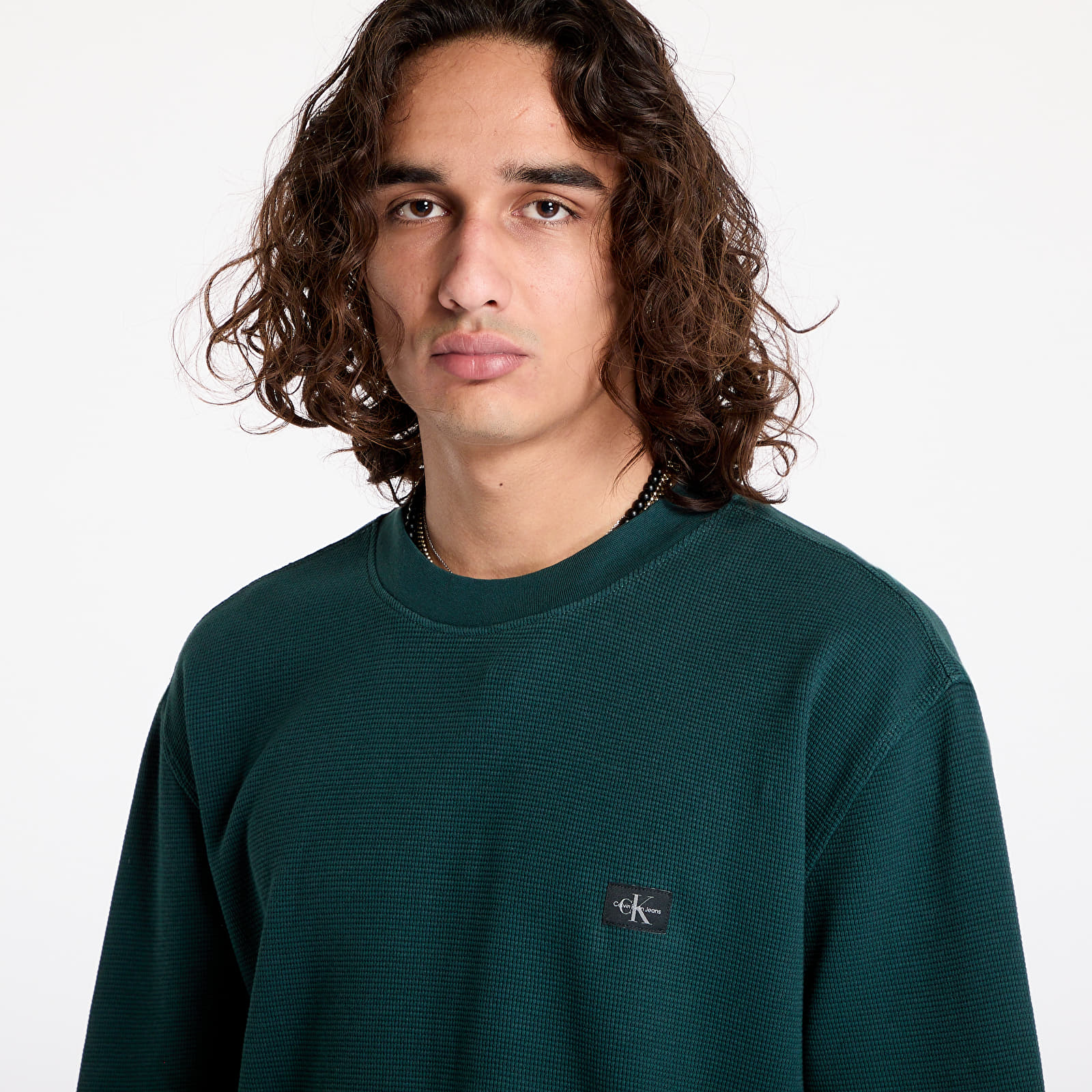Moške majice Calvin Klein Jeans Waffle Woven Label Tee Ponderosa Pine