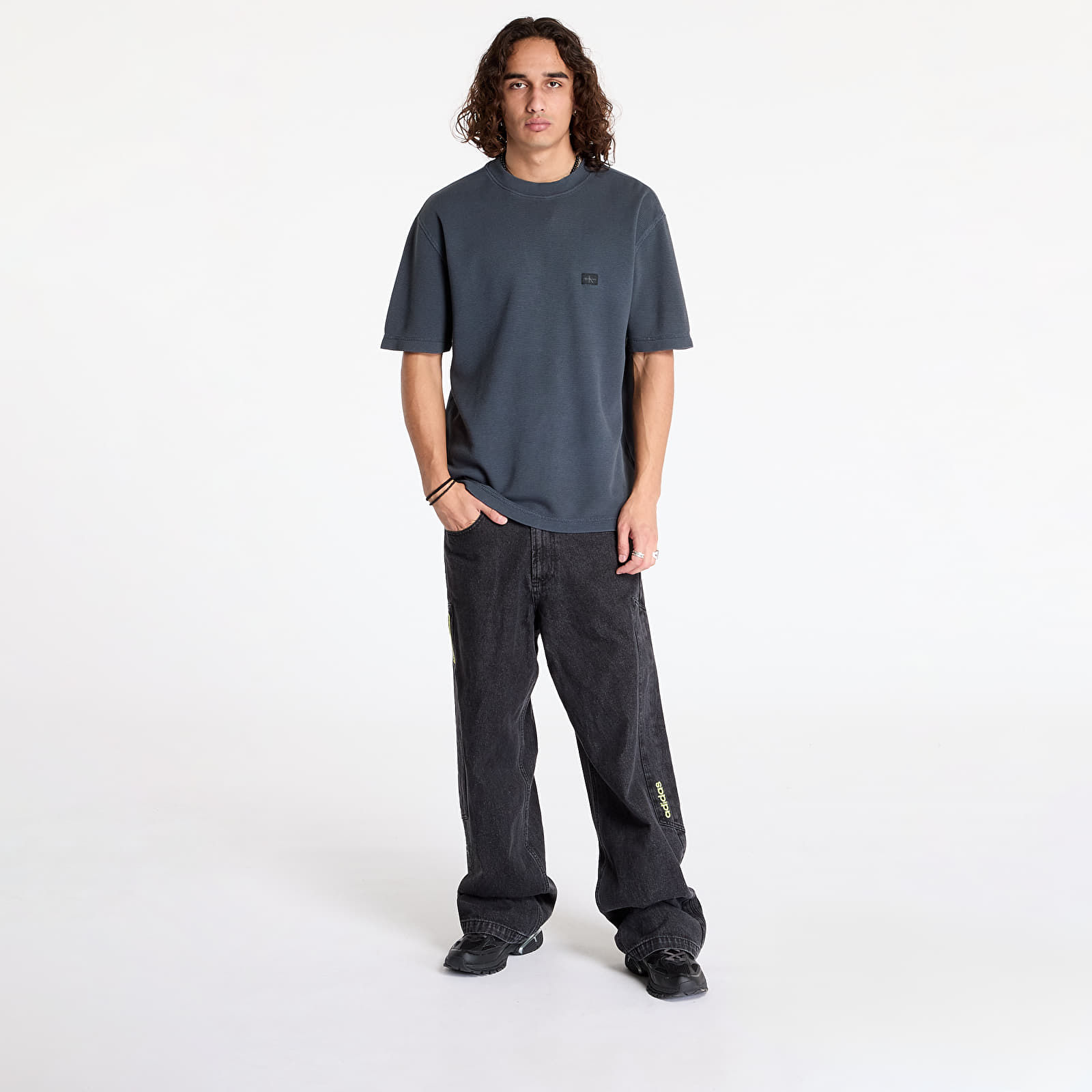 Camisetas hombre Calvin Klein Jeans Waffle Woven Label Tee Black