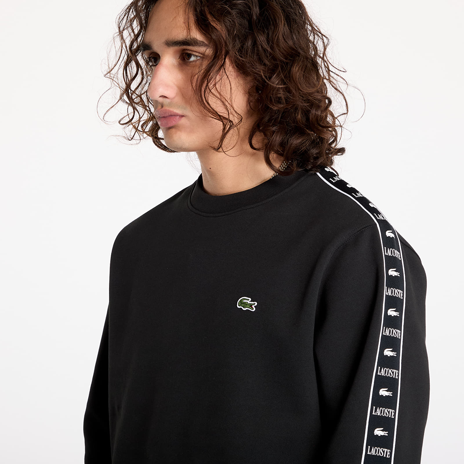 Mens black lacoste sweatshirt online