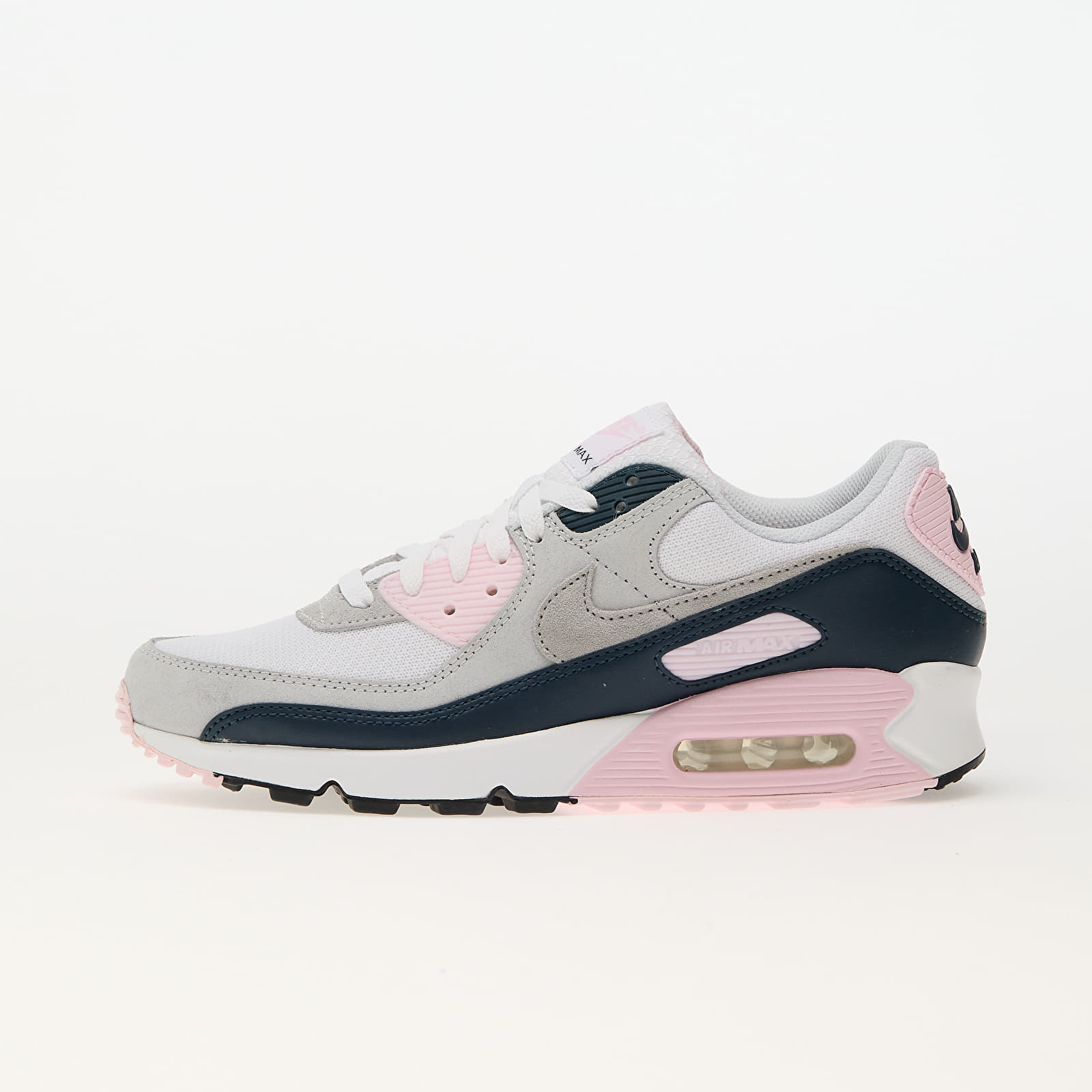 Herenschoenen Nike Air Max 90 White/ Wolf Grey-Pink Foam -Armory Navy