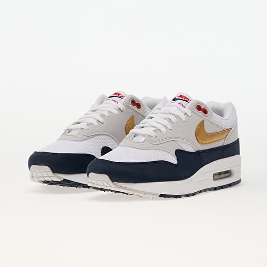 Nike air max 1 white metallic best sale