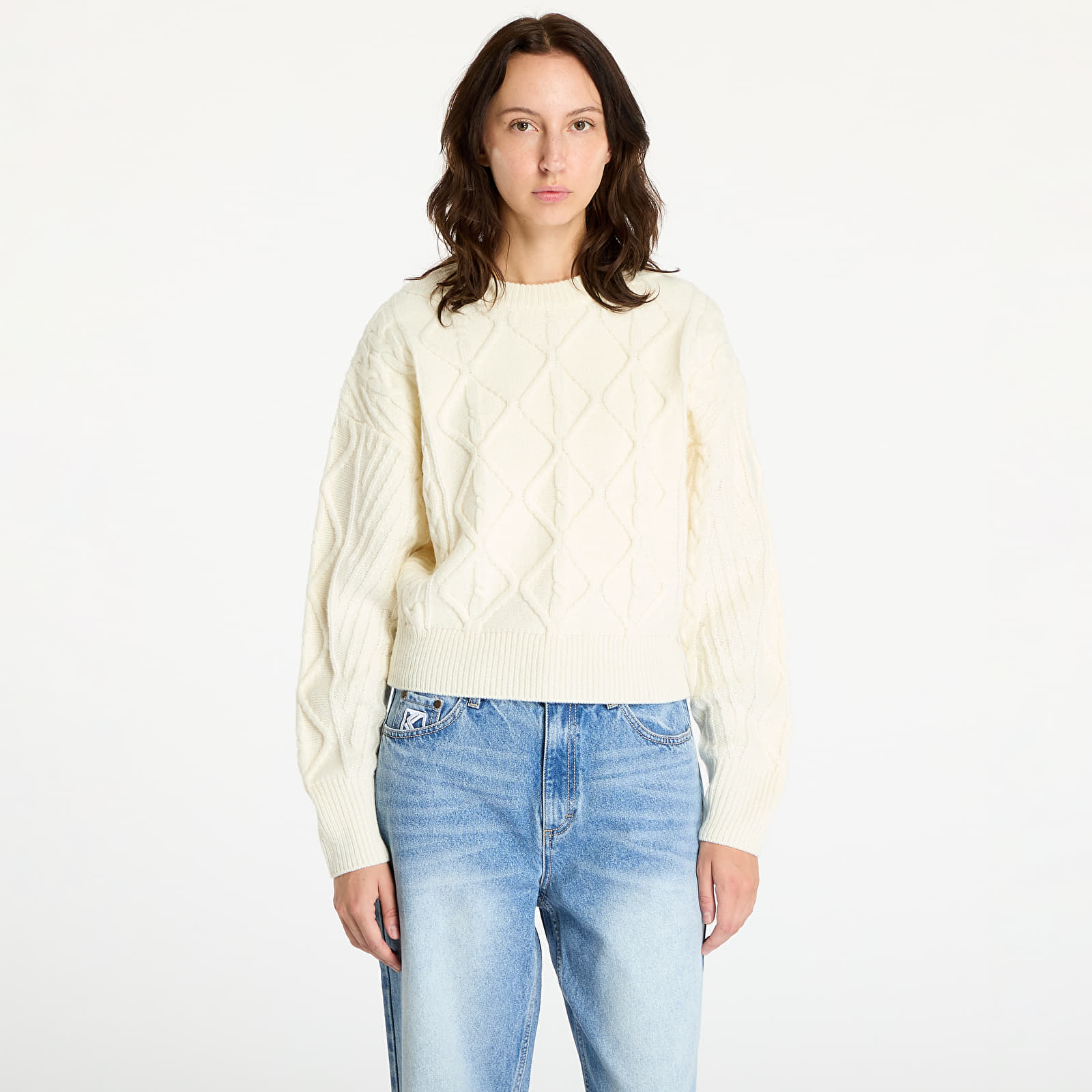 Sweaters en Truien Wrangler Cable Knit Sweater Worn White