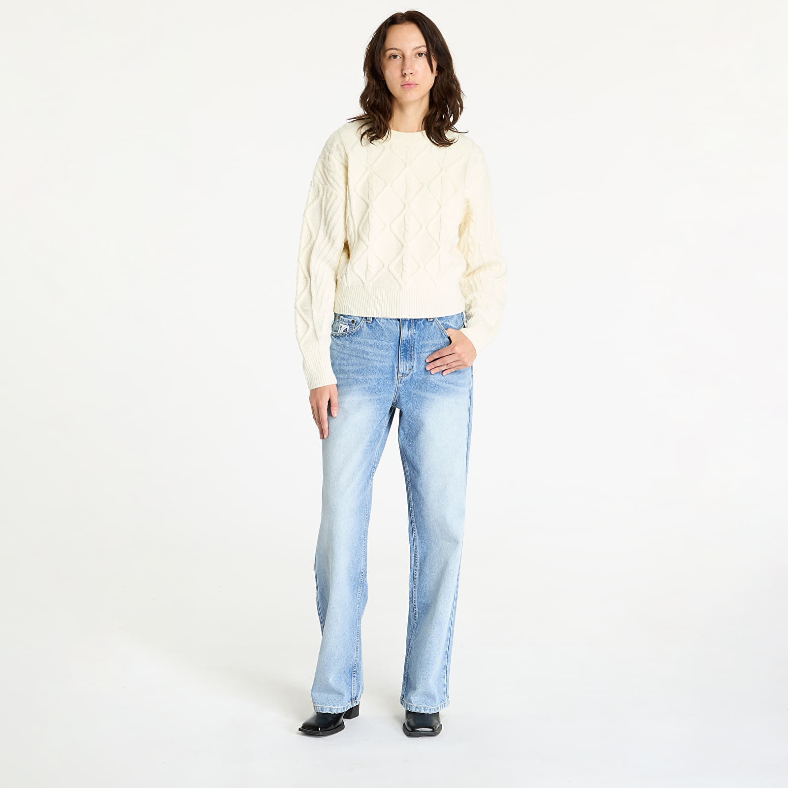 Sweaters en Truien Wrangler Cable Knit Sweater Worn White