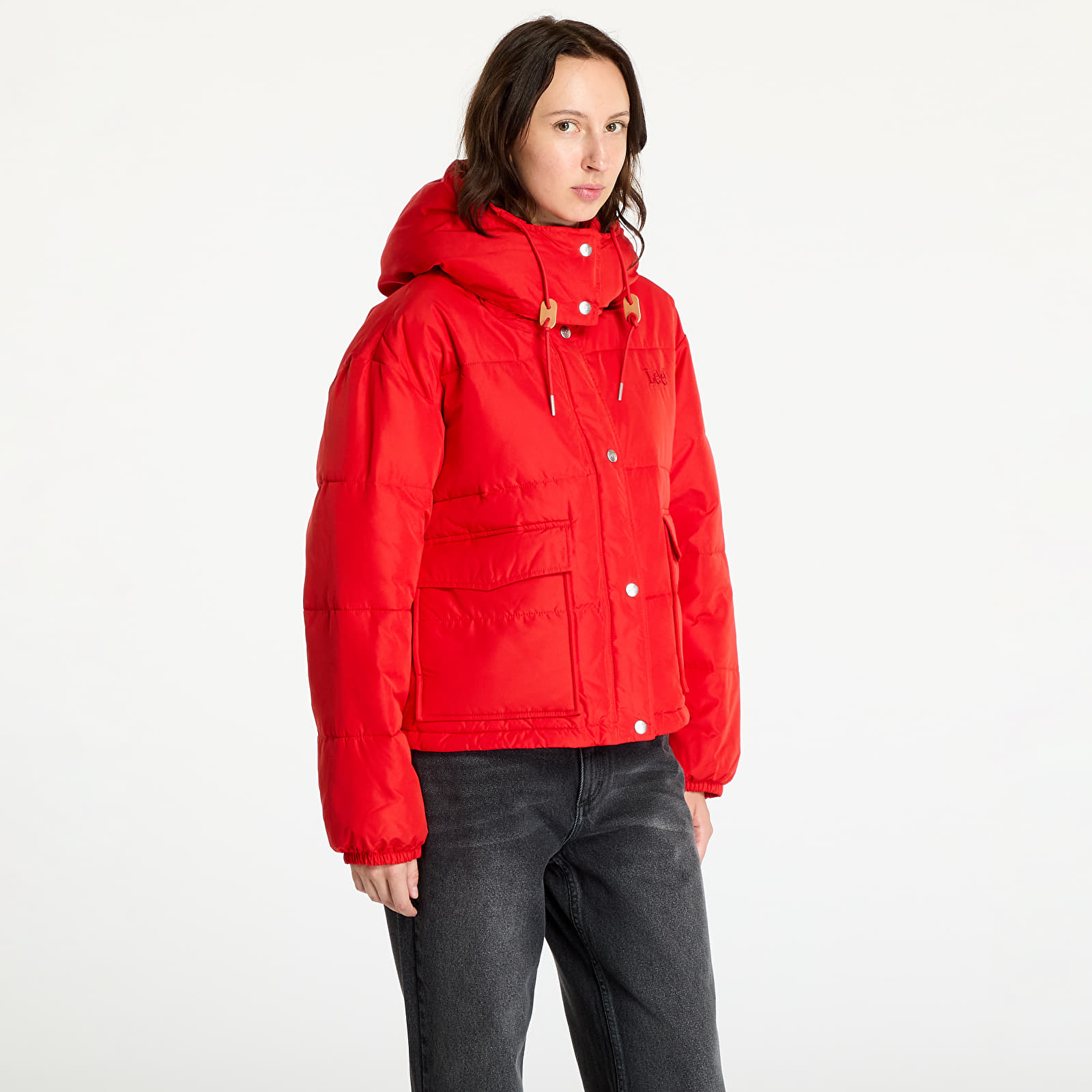 Jakker Lee Hooded Short Puffer True Red