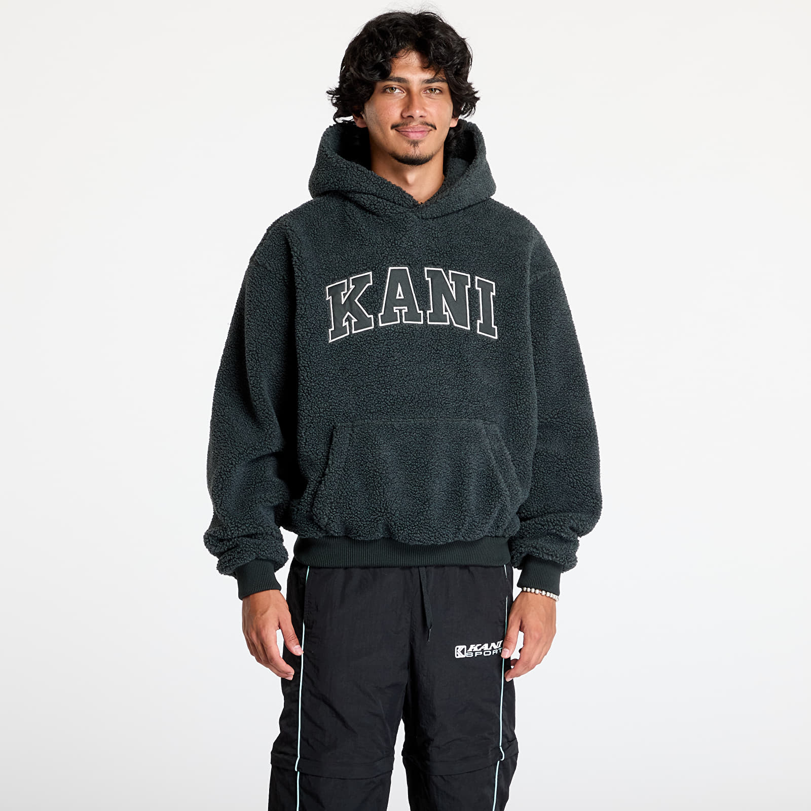Mikine Karl Kani Serif Teddy Hoodie Anthracite
