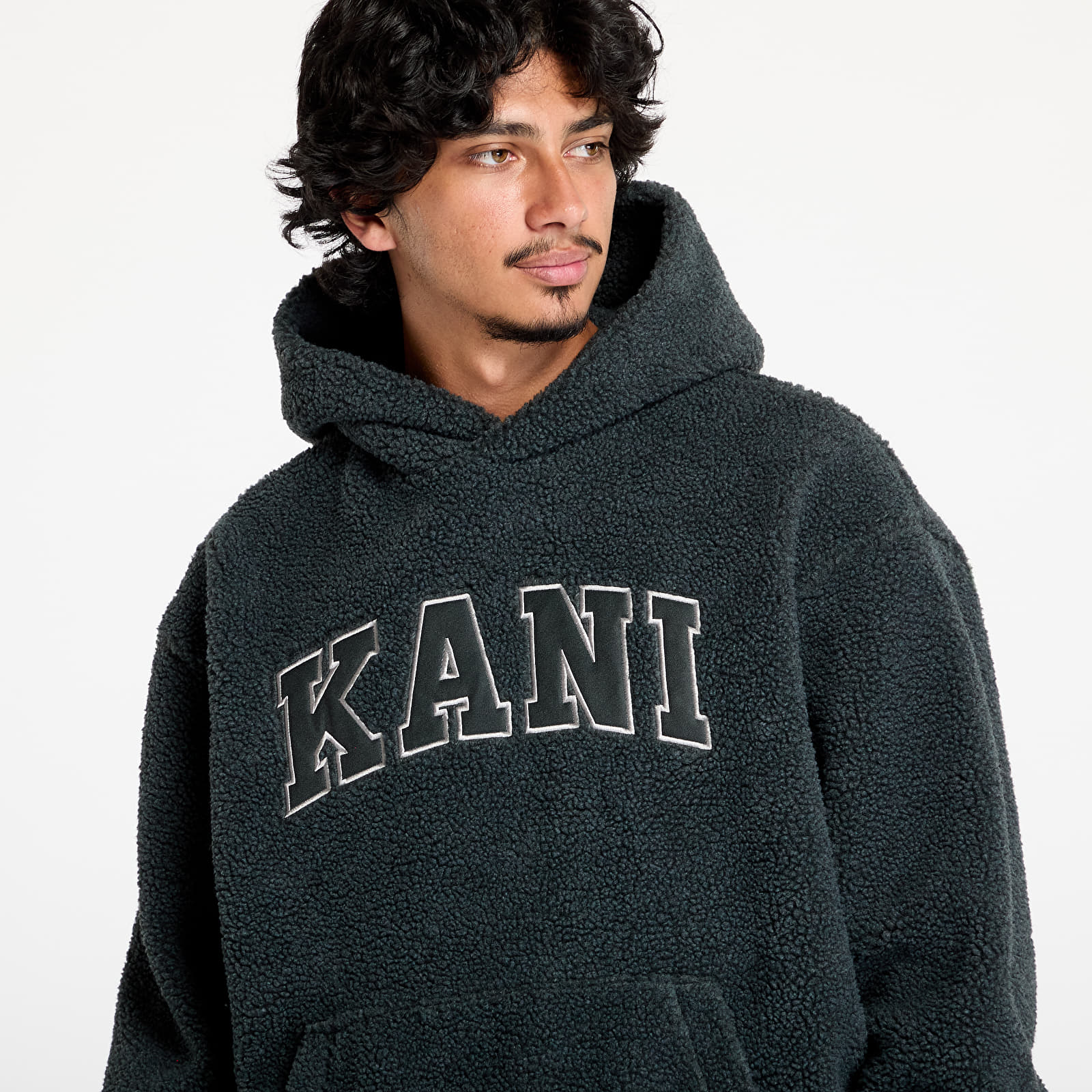Mikine Karl Kani Serif Teddy Hoodie Anthracite