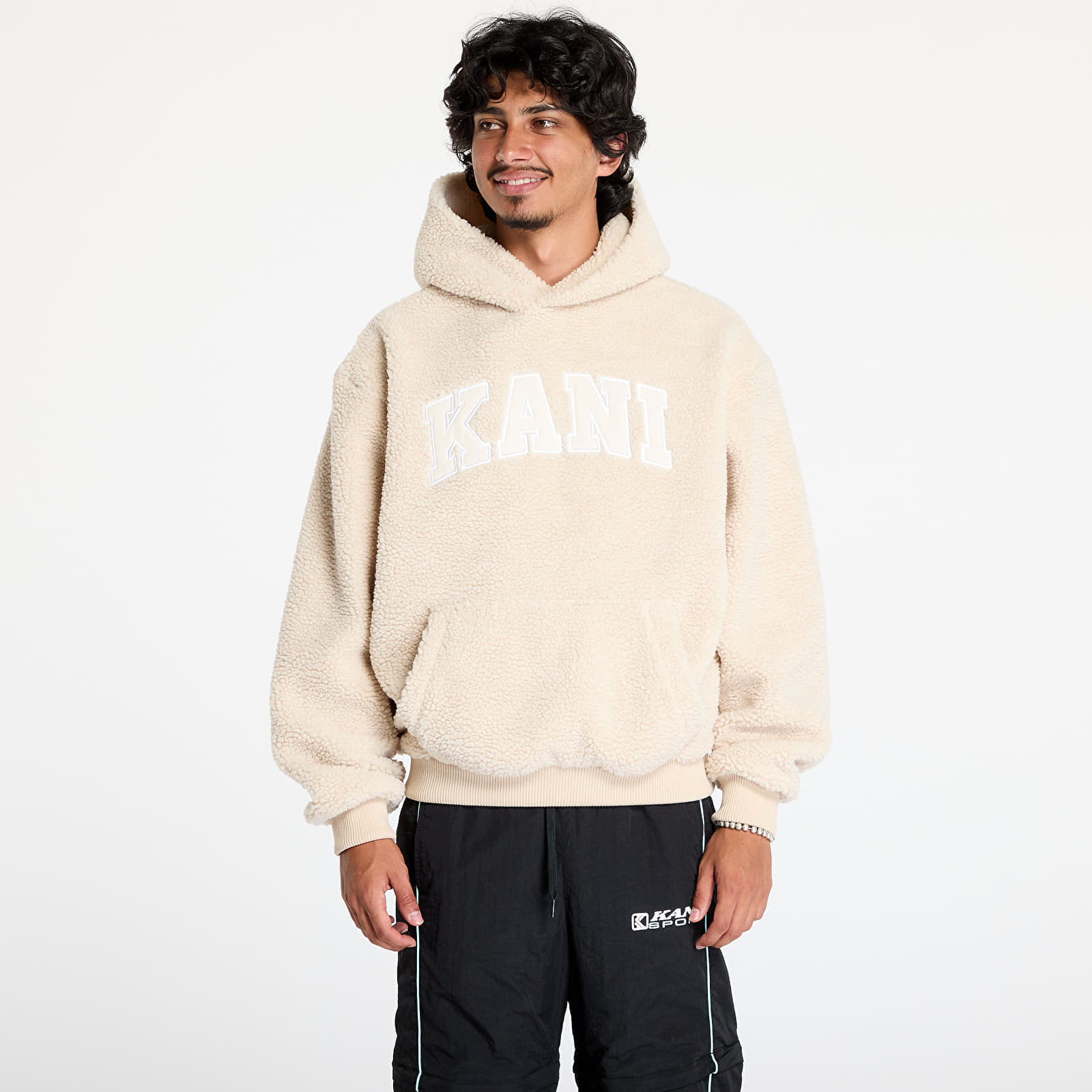 Hanorac Karl Kani Serif Teddy Hoodie Light Sand