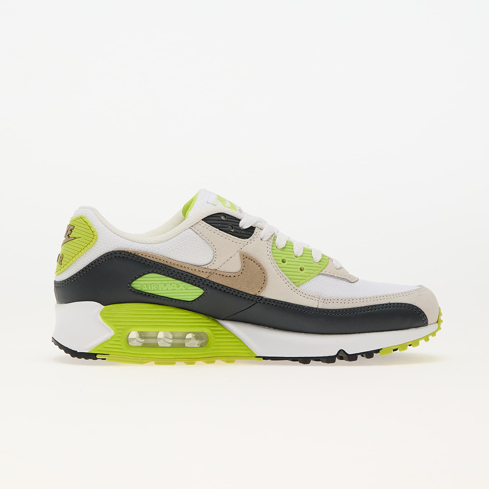 Încălțăminte și sneakerși pentru bărbați Nike Air Max 90 White/ Khaki-Cyber-Dk Smoke Grey