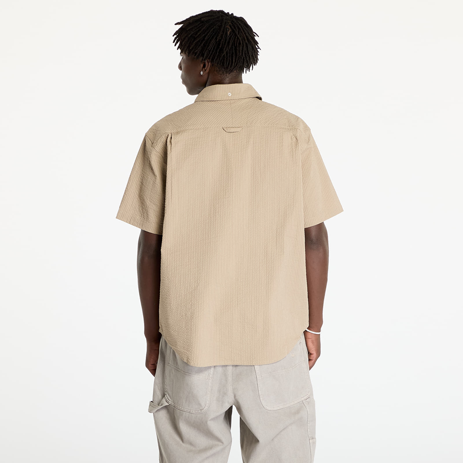 Camisas para hombre Nike Life Men's Short-Sleeve Seersucker Button-Down Shirt Khaki/ Khaki