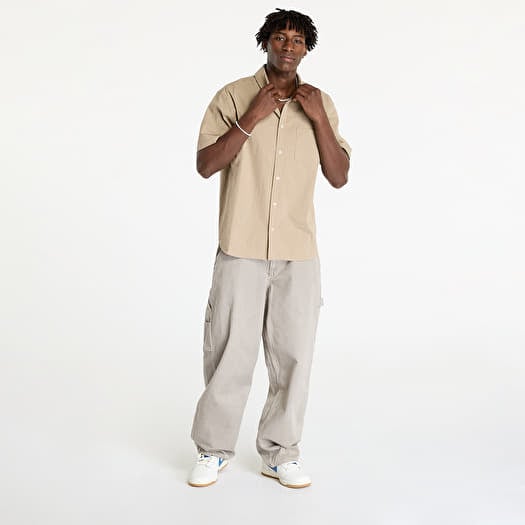 Men s shirts Nike Life Men s Short Sleeve Seersucker Button Down Shirt Khaki Khaki Queens