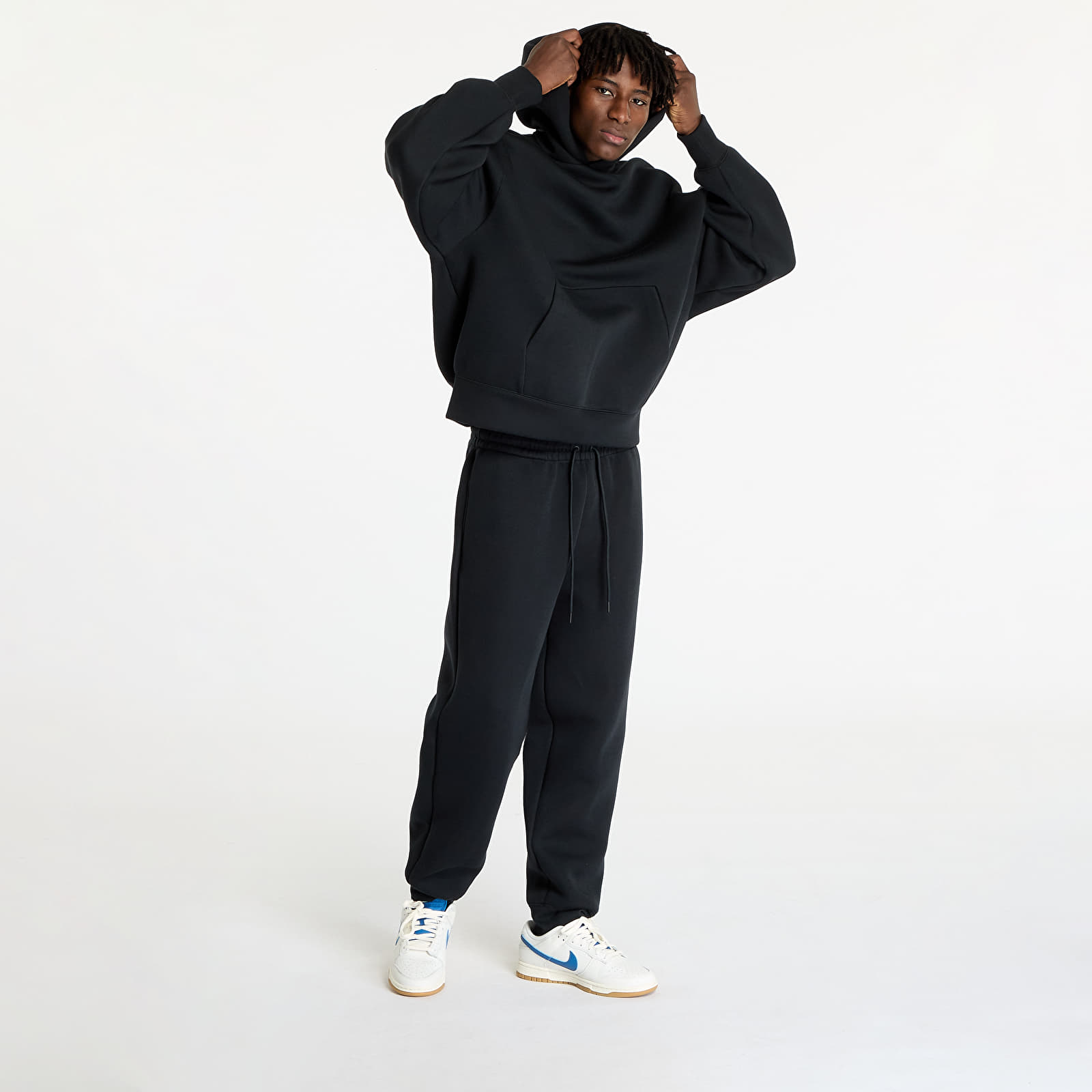 Felpe da uomo Nike Tech Reimagined Men's Fleece Hoodie Black/ Black