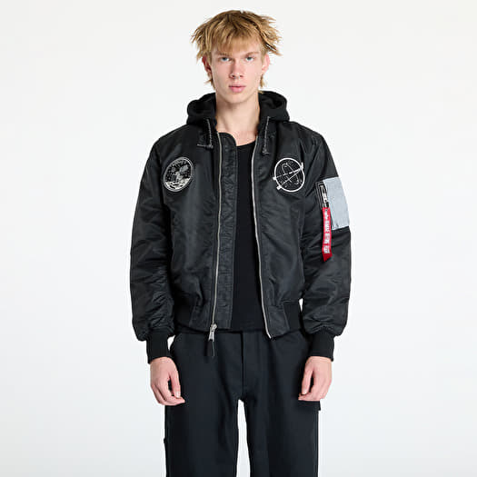 Jackets Alpha Industries MA 1 VF Hood Dark Side Black Reflective Queens