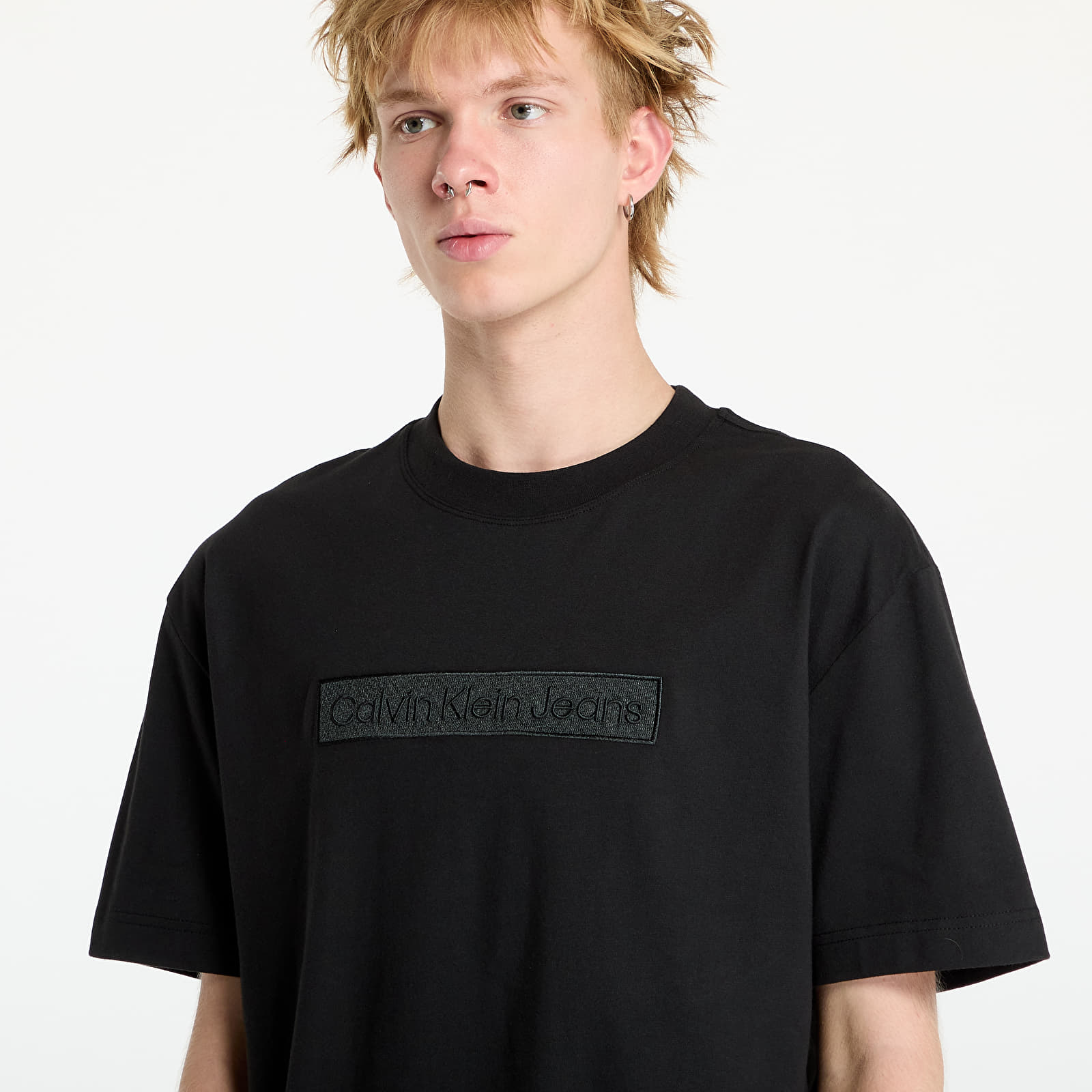 Heren T-shirts Calvin Klein Jeans Embroidered Box Tee Black