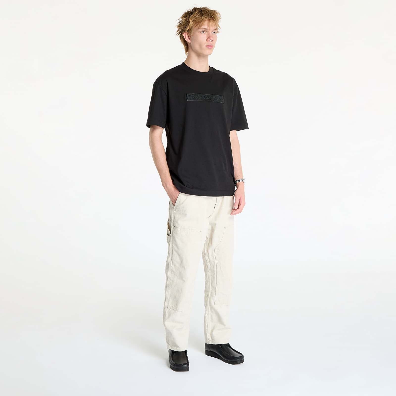 Heren T-shirts Calvin Klein Jeans Embroidered Box Tee Black