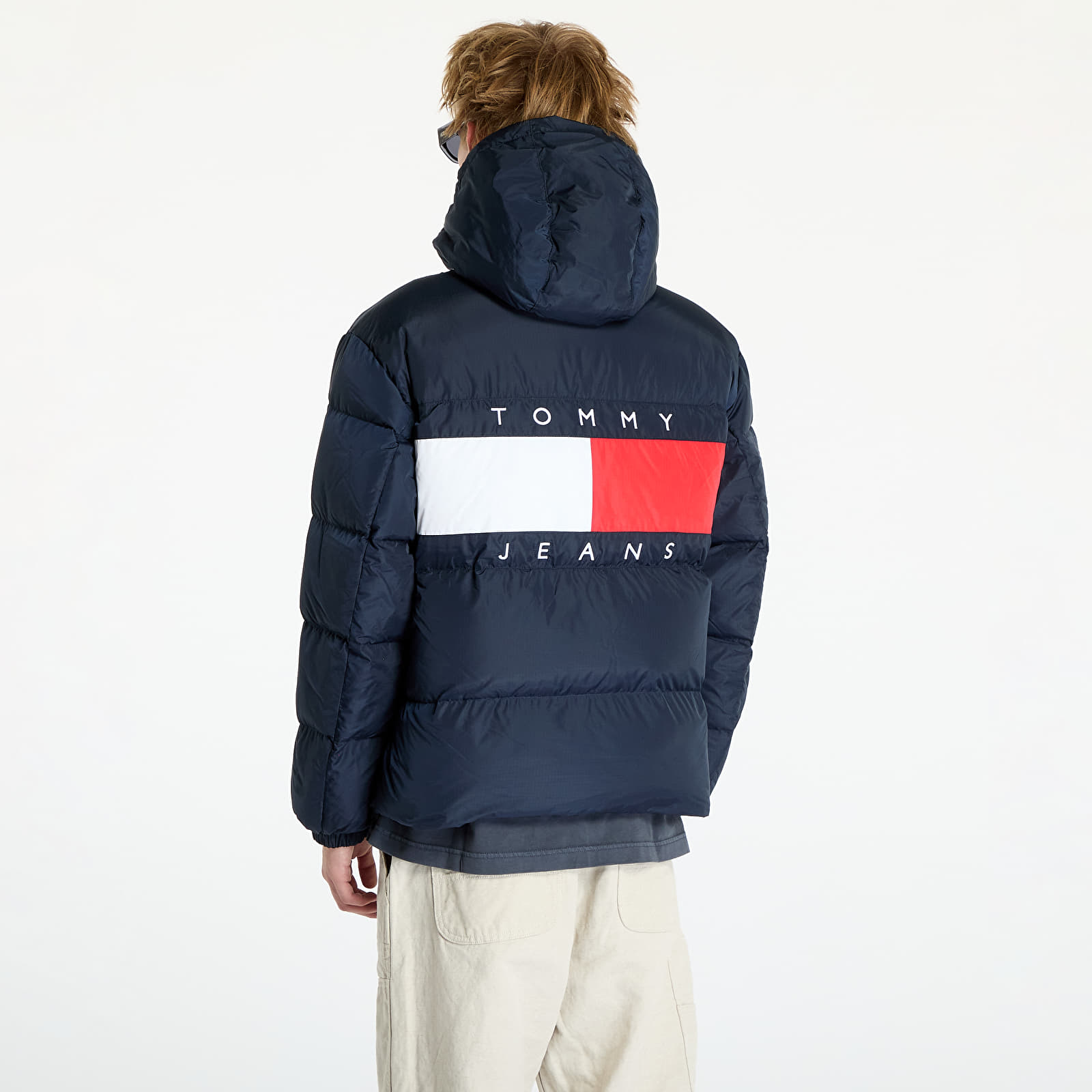 Jachete pentru bărbați Tommy Jeans Flag Back Alaska Puffer Jacket Blue
