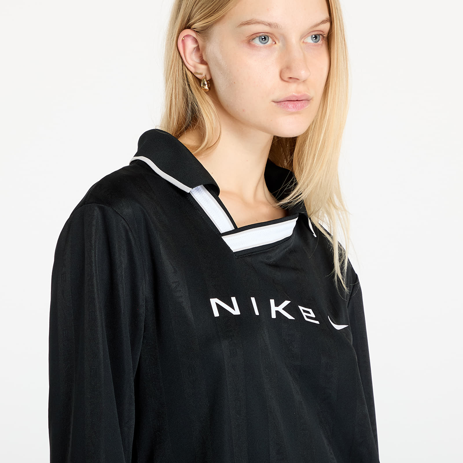 Koszulki Nike Sportswear Collection Women's Dri-FIT Jacquard Long-Sleeve Jersey Top Black/ Lt Iron Ore/ White