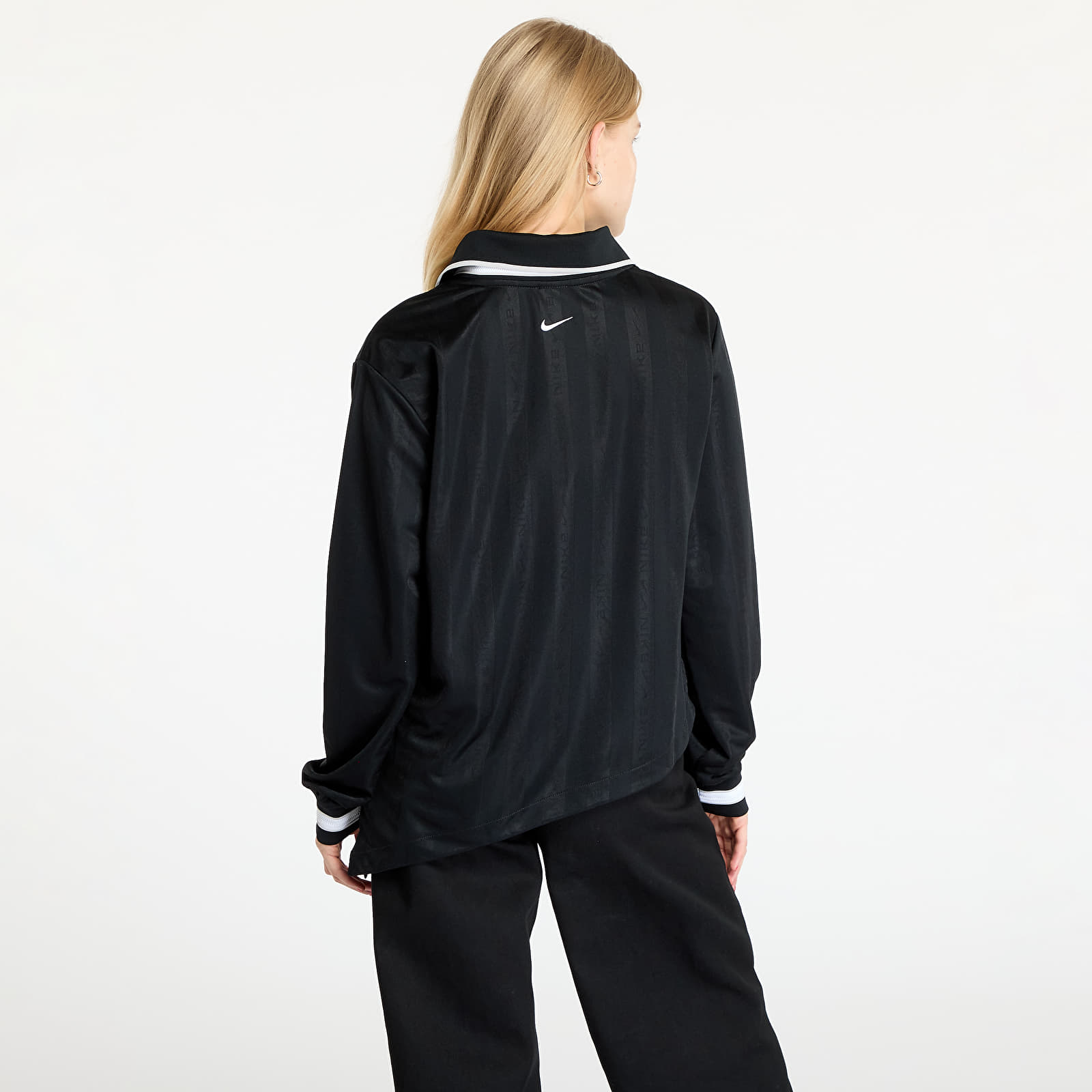Koszulki Nike Sportswear Collection Women's Dri-FIT Jacquard Long-Sleeve Jersey Top Black/ Lt Iron Ore/ White