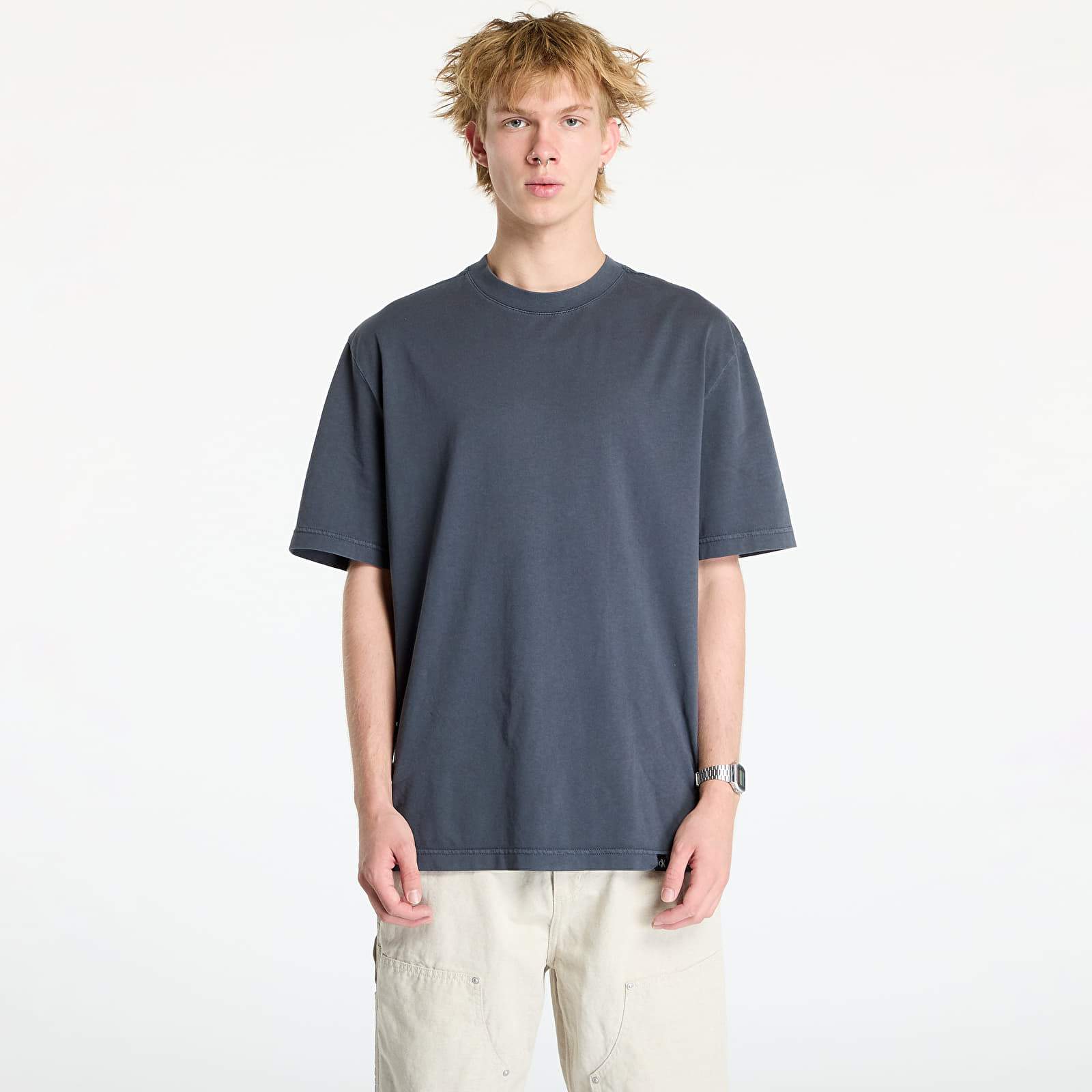 Férfi pólók Calvin Klein Jeans Washed Heavy Tee Black