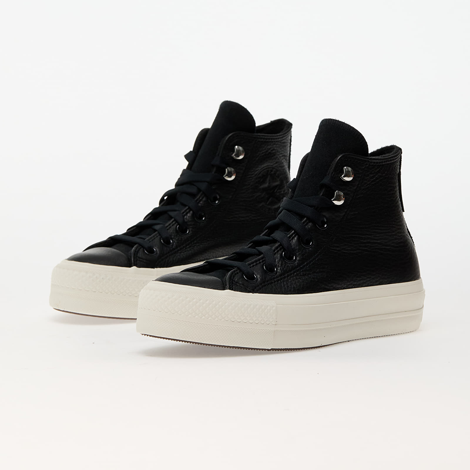 Women's sneakers and shoes Converse Chuck Taylor All Star Lift Platform Water Repellent Leather Black/ Black/ Egret