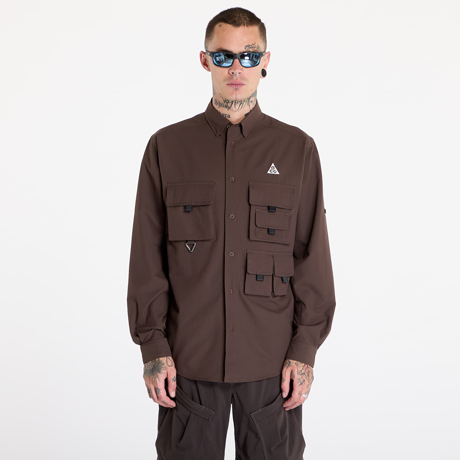 Chemises Nike ACG Dri-FIT UV "Devastation Trail" Men's Top Baroque Brown/ Black/ Summit White