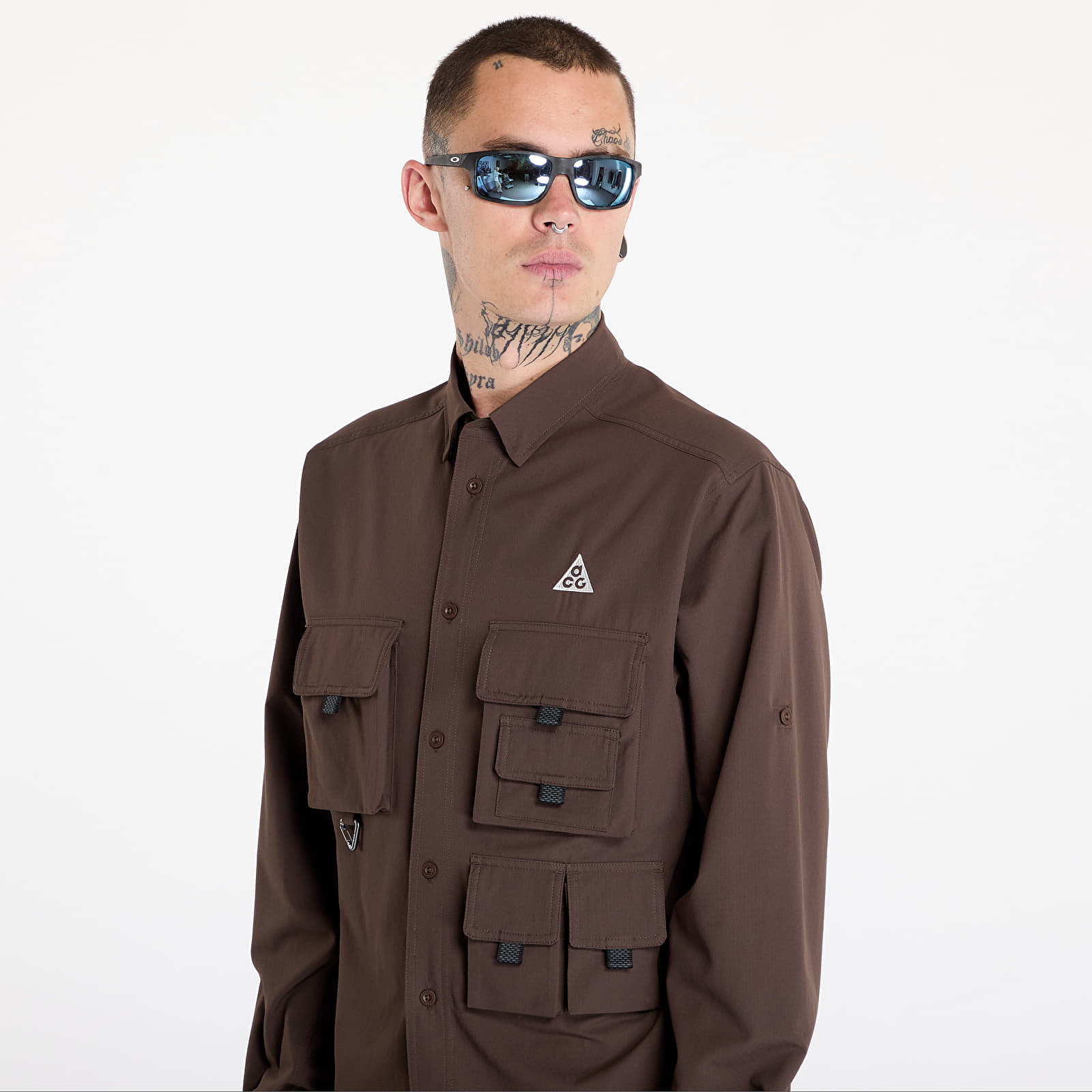 Chemises Nike ACG Dri-FIT UV "Devastation Trail" Men's Top Baroque Brown/ Black/ Summit White