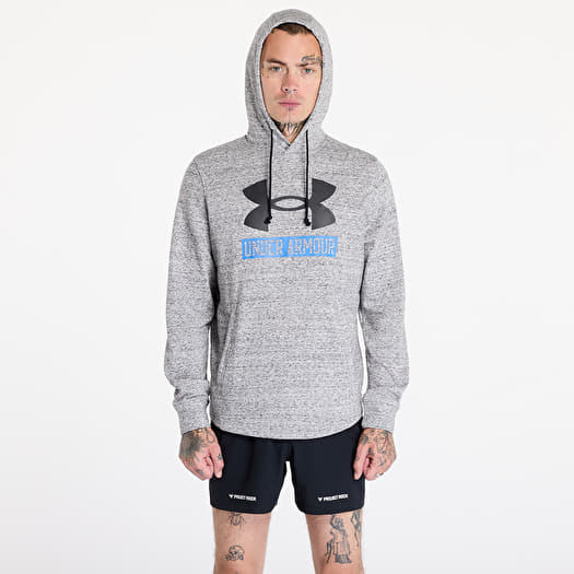Men s sweatshirts Under Armour Rival Terry Logo Hoodie Onyx White Black Queens