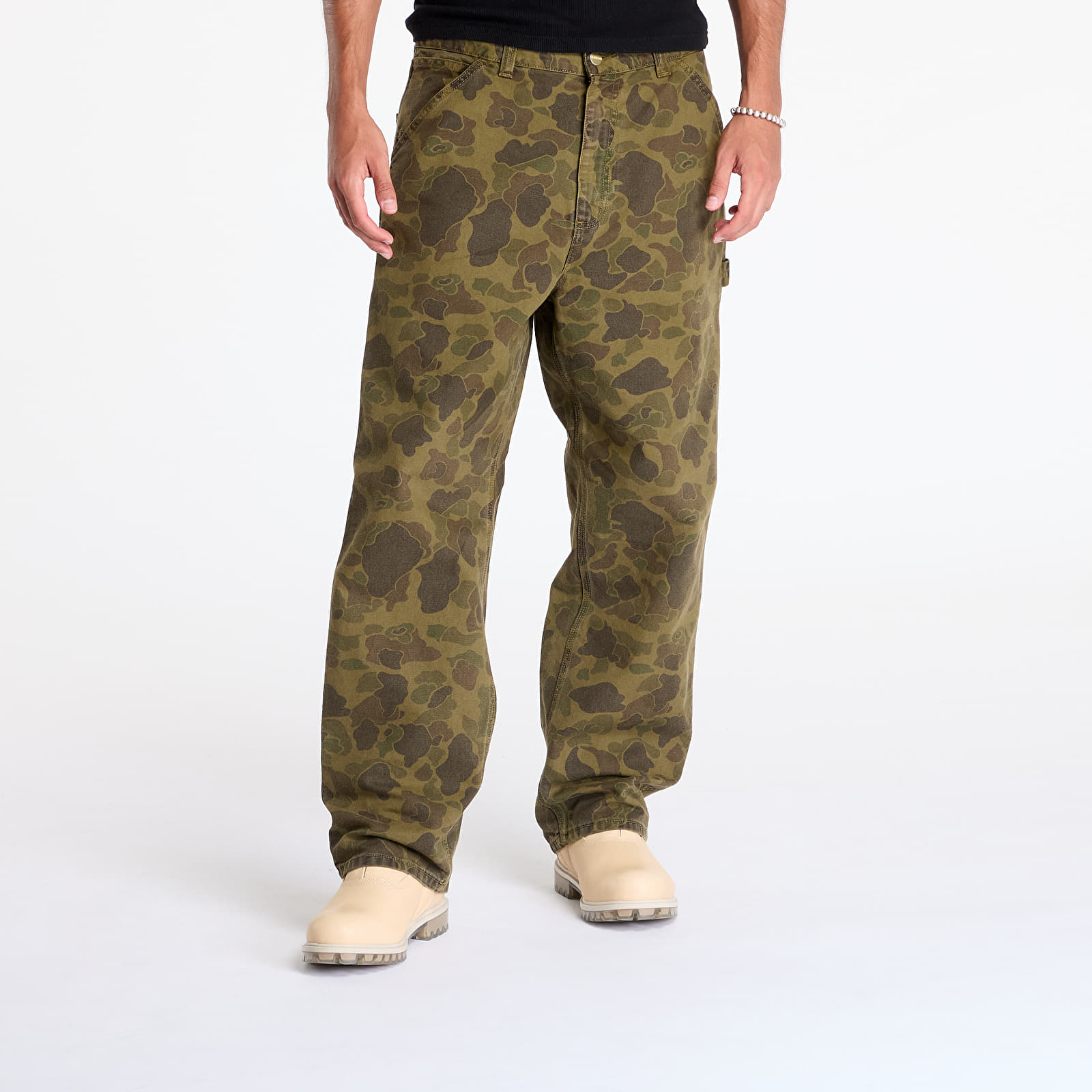 Vyriški džinsai Carhartt WIP Duck Single Knee Pant Camo Duck/ Office Green