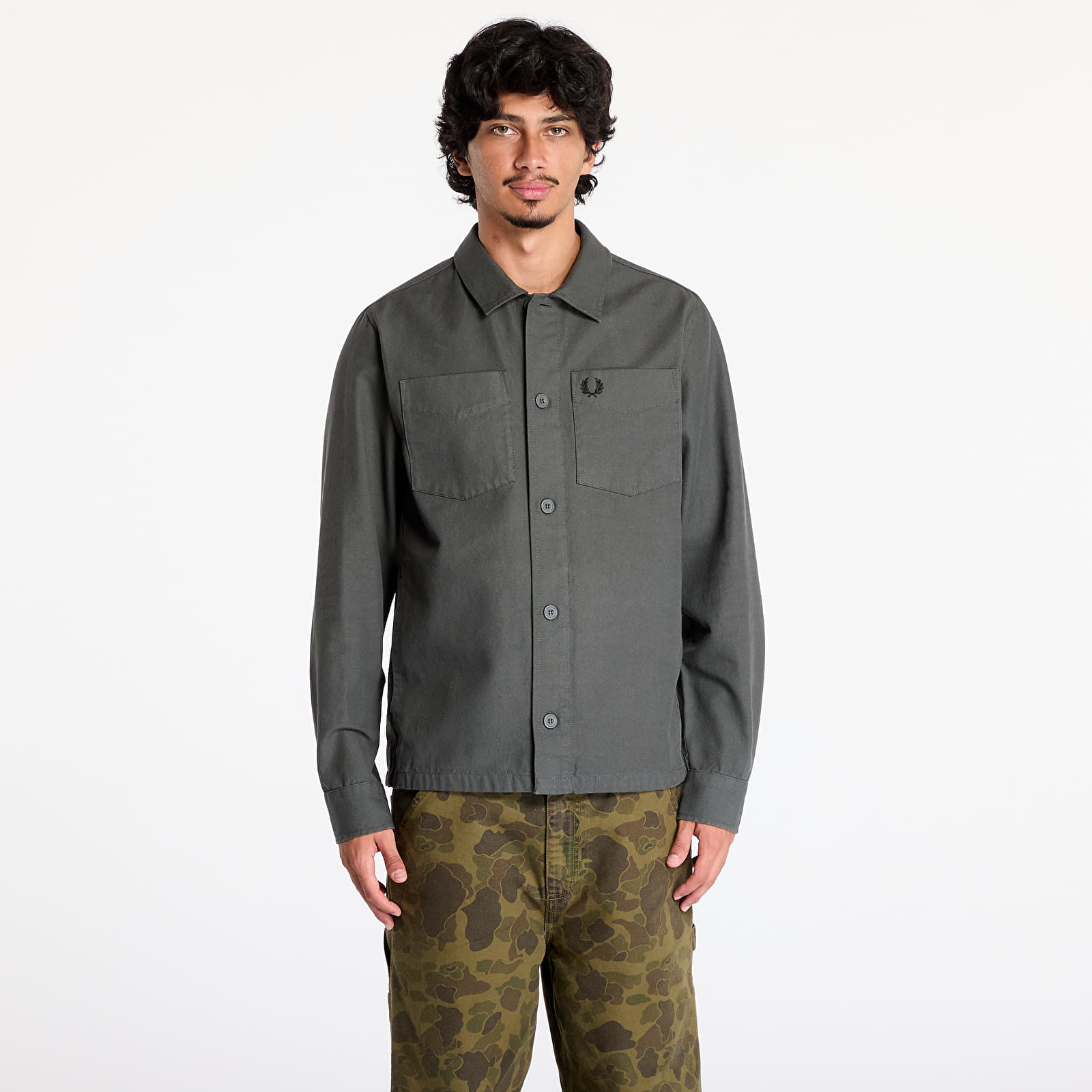 Üleriided FRED PERRY Canvas Overshirt Field Green