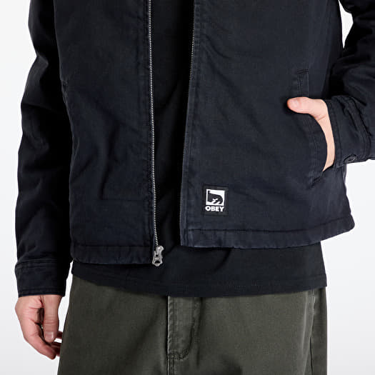 OBEY Head Jazz Zip Up Jacket Digital Black Faded Wash | Queens