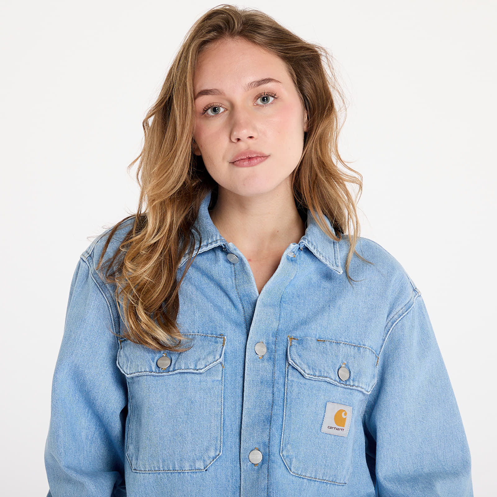 Pánske košele Carhartt WIP Harvey Shirt Jac UNISEX Blue Dark Bleached