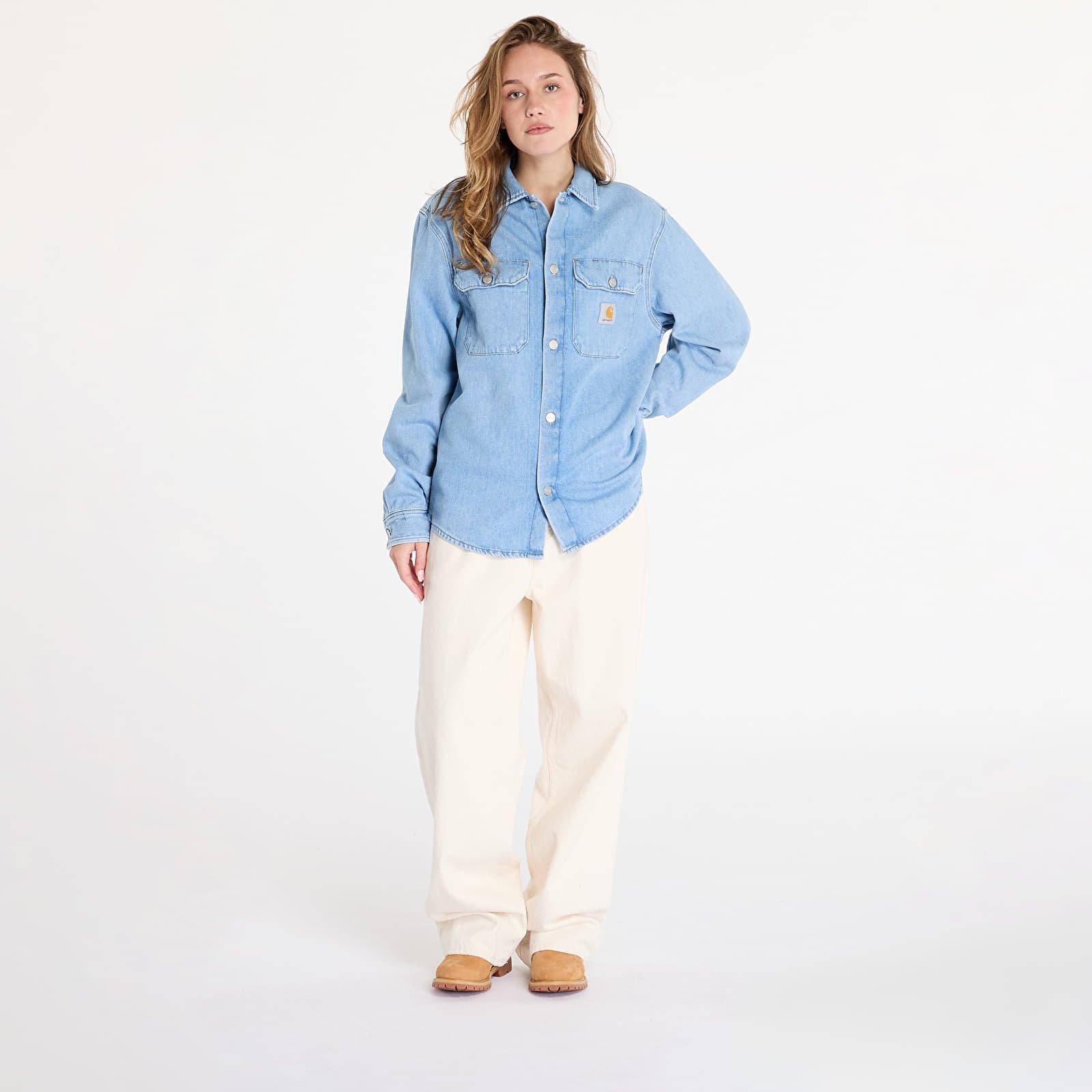 Pánske košele Carhartt WIP Harvey Shirt Jac UNISEX Blue Dark Bleached