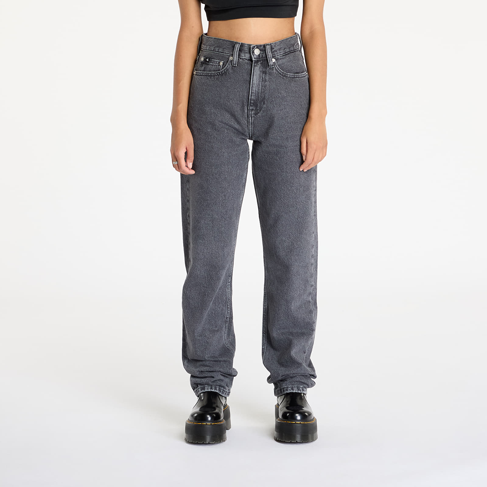 Dámské jeans Calvin Klein Jeans High Rise Straight Jeans Grey