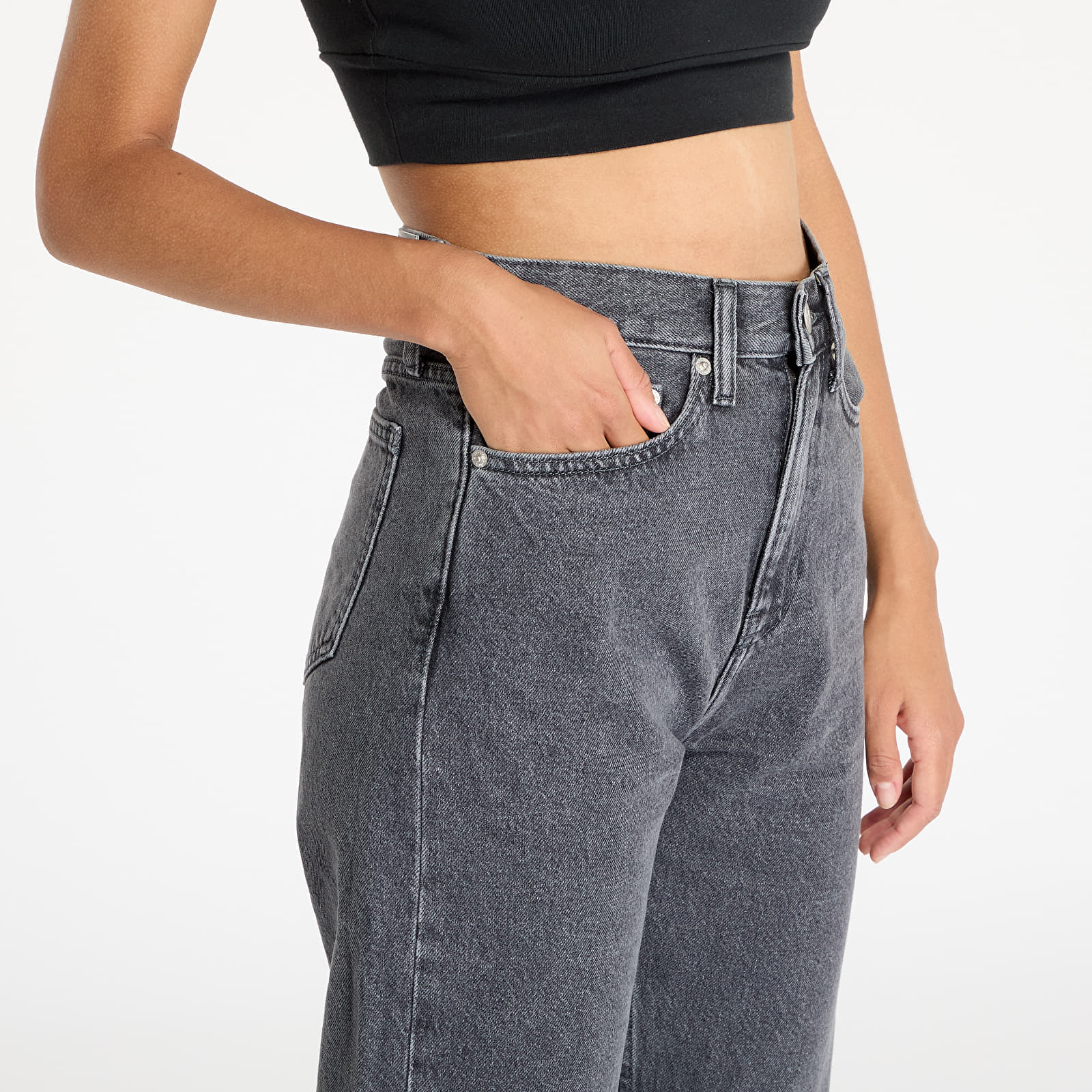 Dámské jeans Calvin Klein Jeans High Rise Straight Jeans Grey
