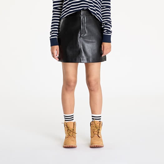 Rock Calvin Klein Jeans Faux Leather A-Line Skirt Black