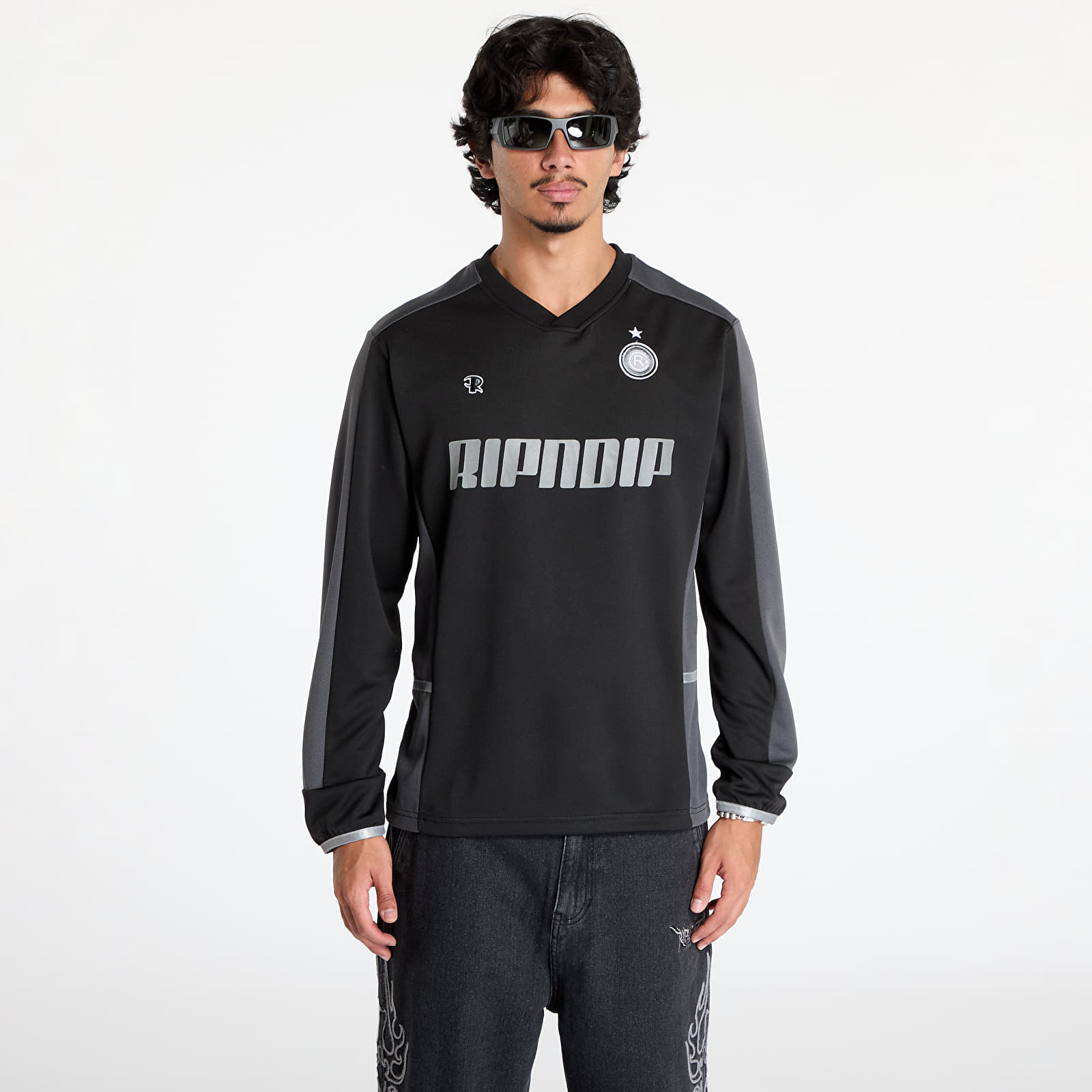 Camisetas RIPNDIP Fc Long Sleeve Soccer Jersey Black/ Light Blue