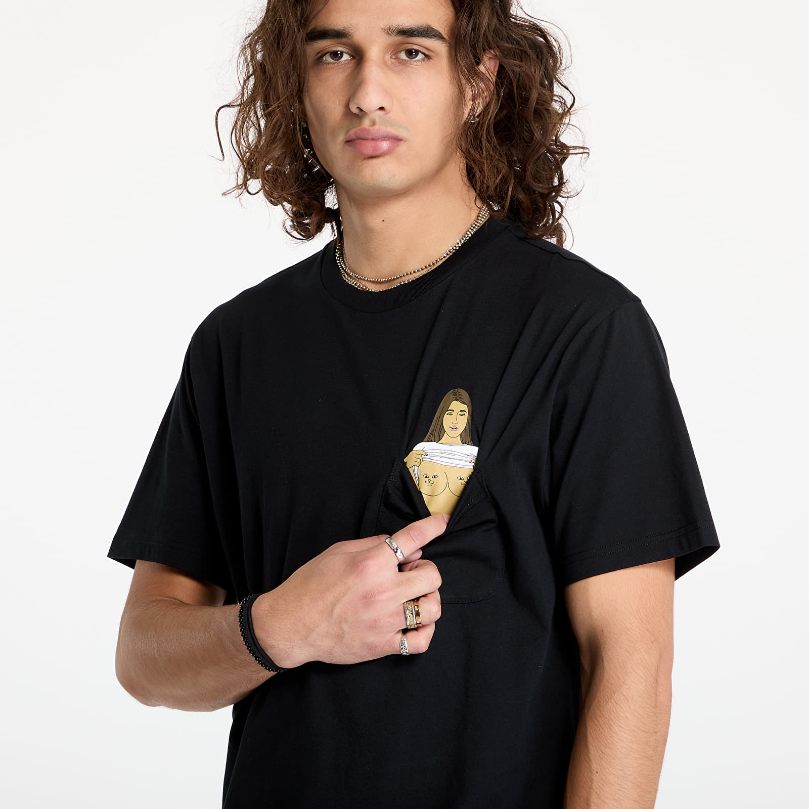 Tricouri bărbați RIPNDIP Flashing Kittys Pocket Tee Black