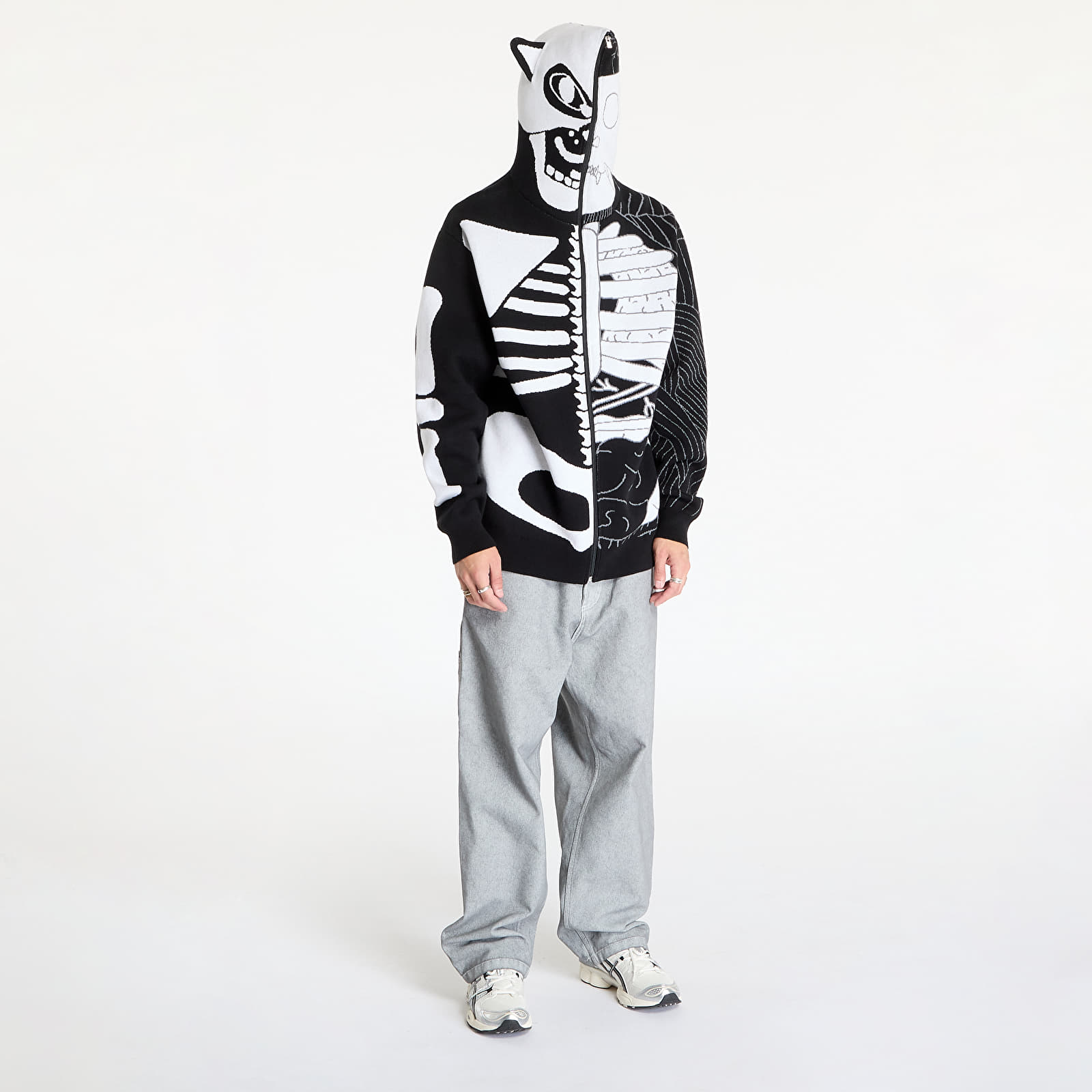 RIPNDIP Skelly Nerm ニット フーディ Black White 送料込み 2915962.jpg