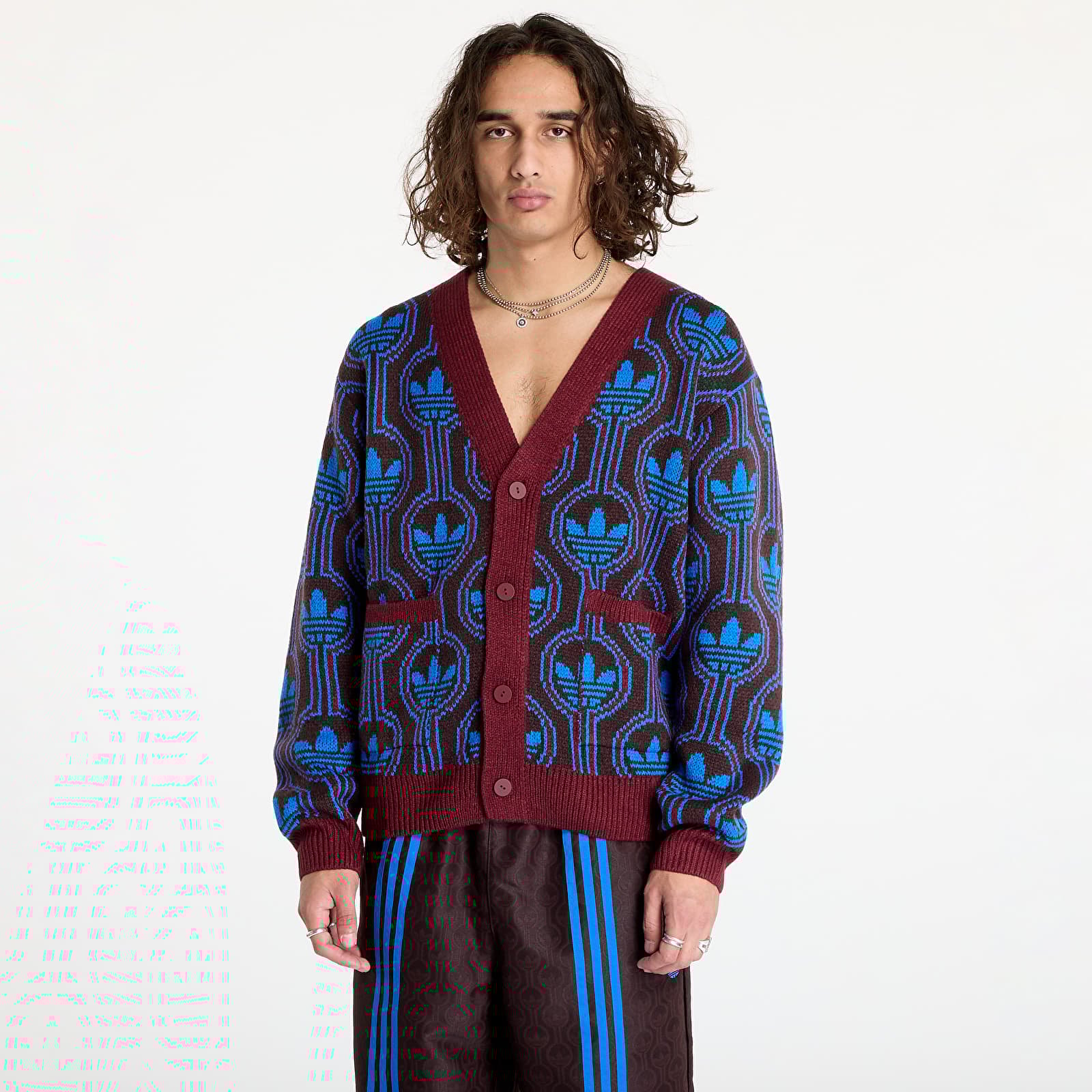 Men's sweaters adidas Knit Cardigan Shadow Red/ Blue
