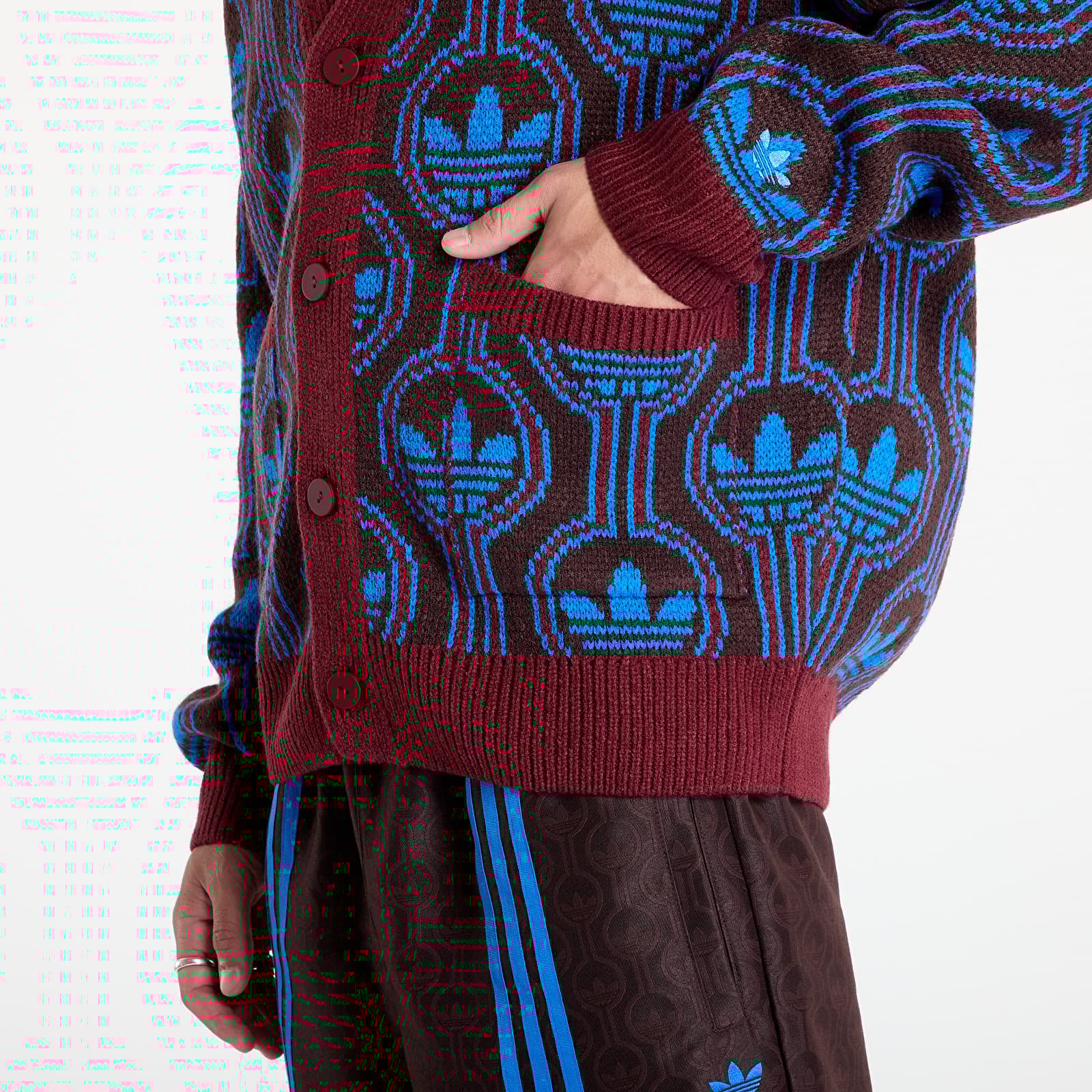 Men's sweaters adidas Knit Cardigan Shadow Red/ Blue
