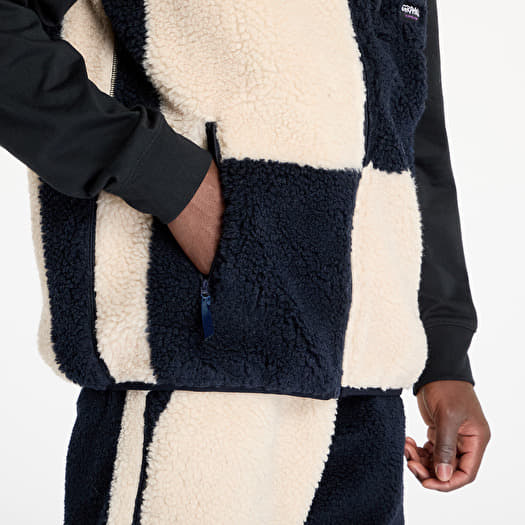 Gramicci Checkered Sherpa Vest in Natural/Olive Check