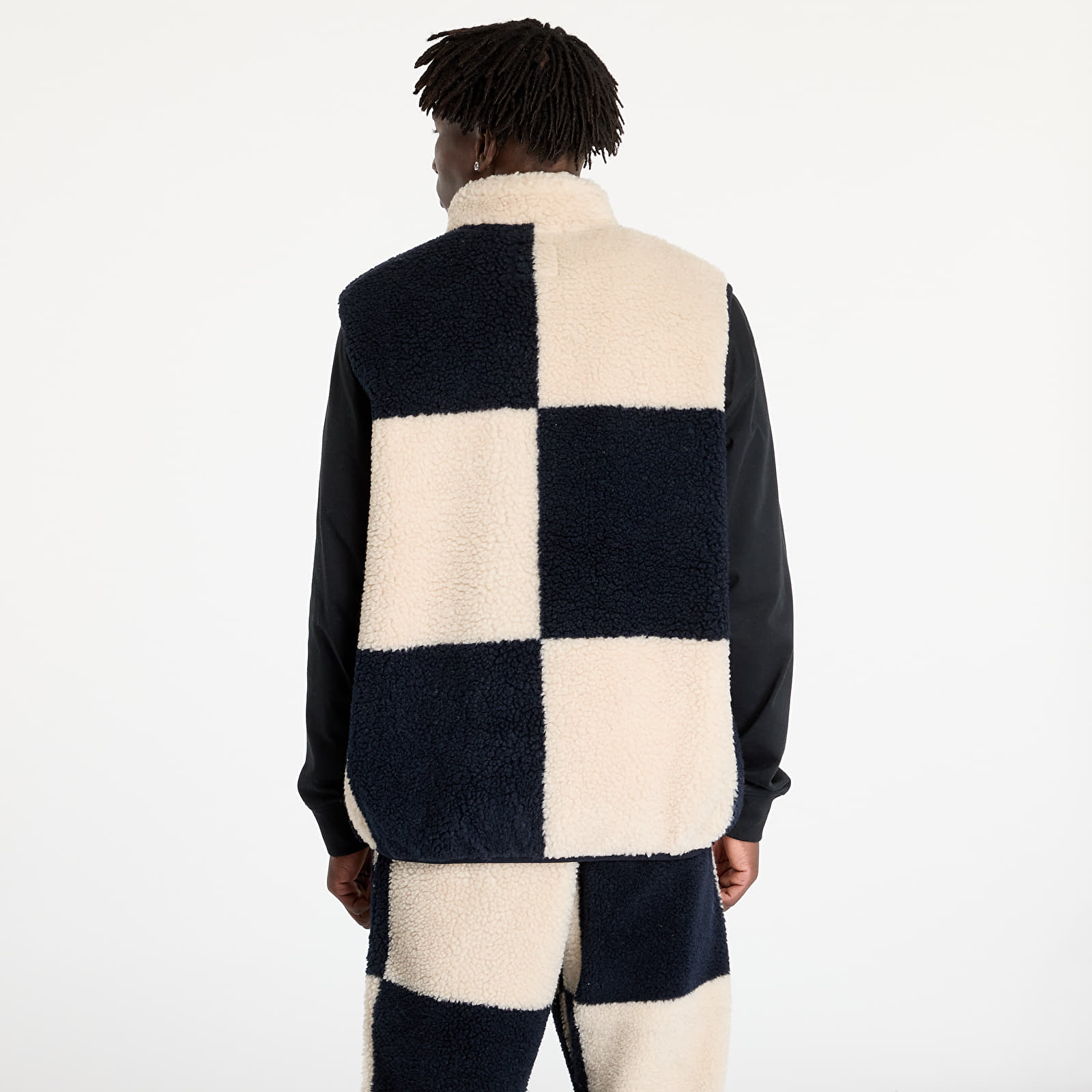 Herren-Westen Gramicci Checkered Sherpa Vest UNISEX Natural / Navy Check