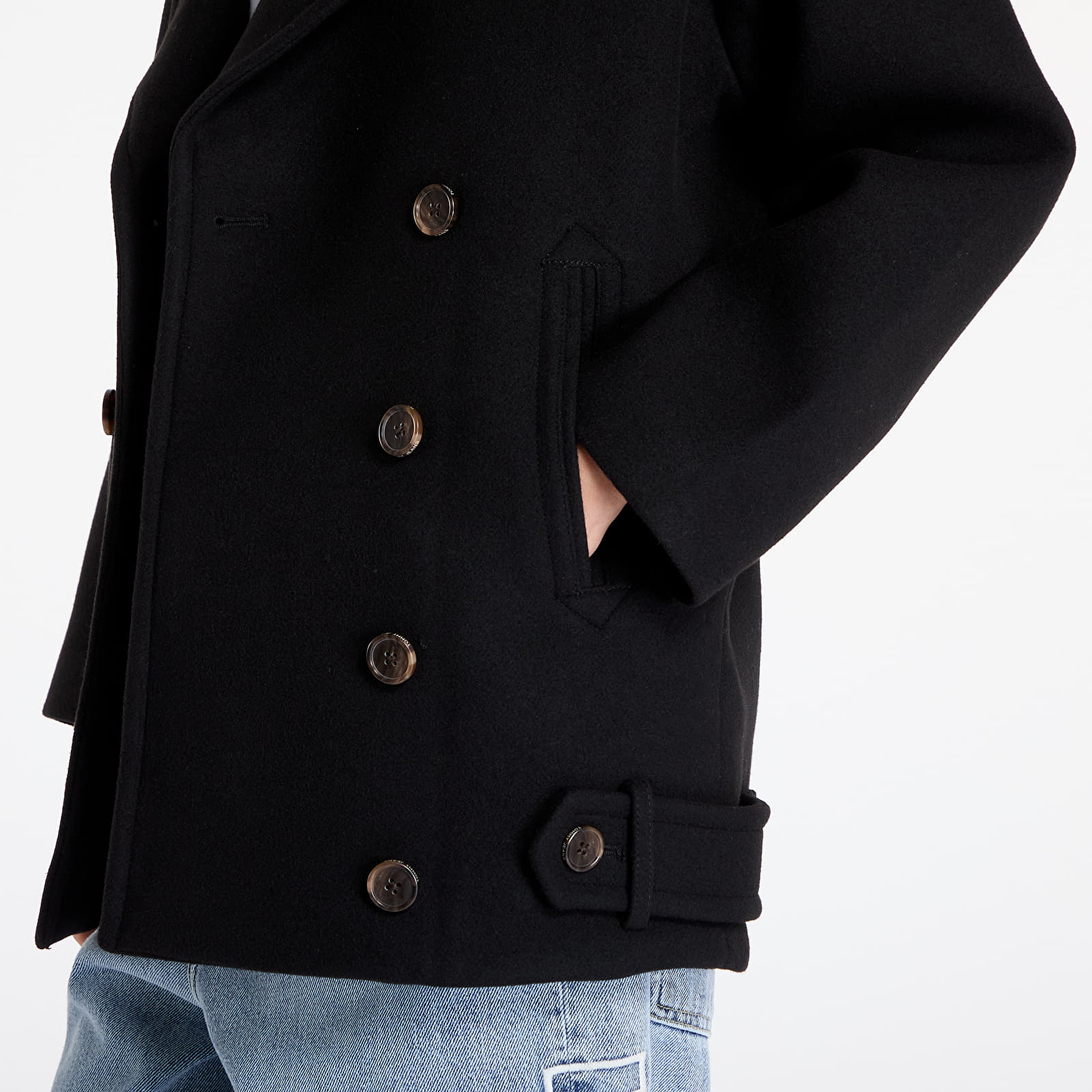 Ženski kaputi Tommy Jeans Wool Peacoat Black