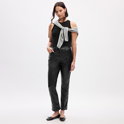 GAP Vintage Slim Faux Leather Pants Black Leather Look