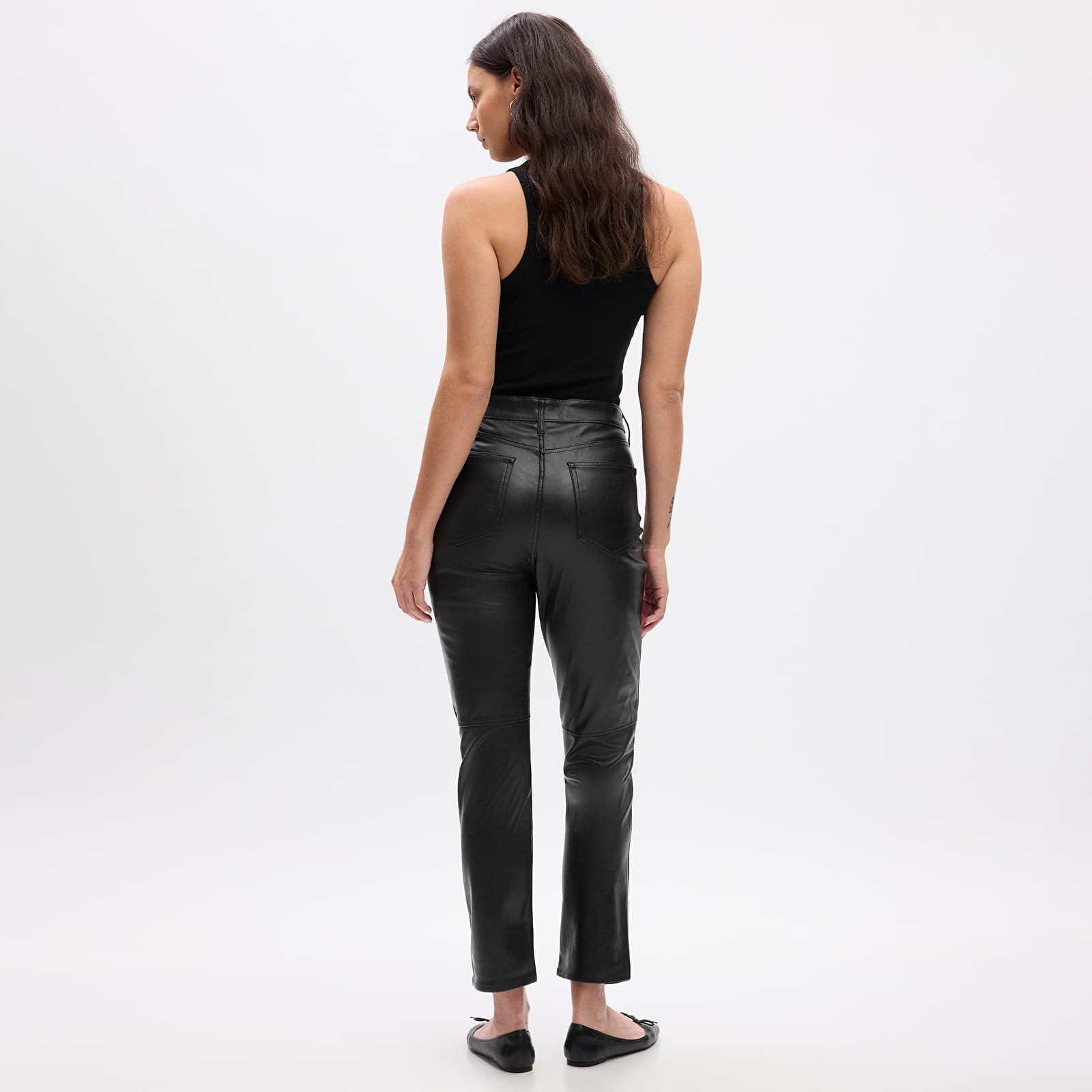 Dames jeans GAP Vintage Slim Faux Leather Pants Black Leather Look