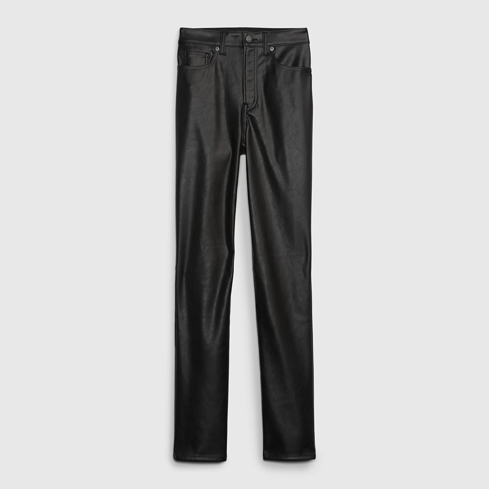 Dames jeans GAP Vintage Slim Faux Leather Pants Black Leather Look