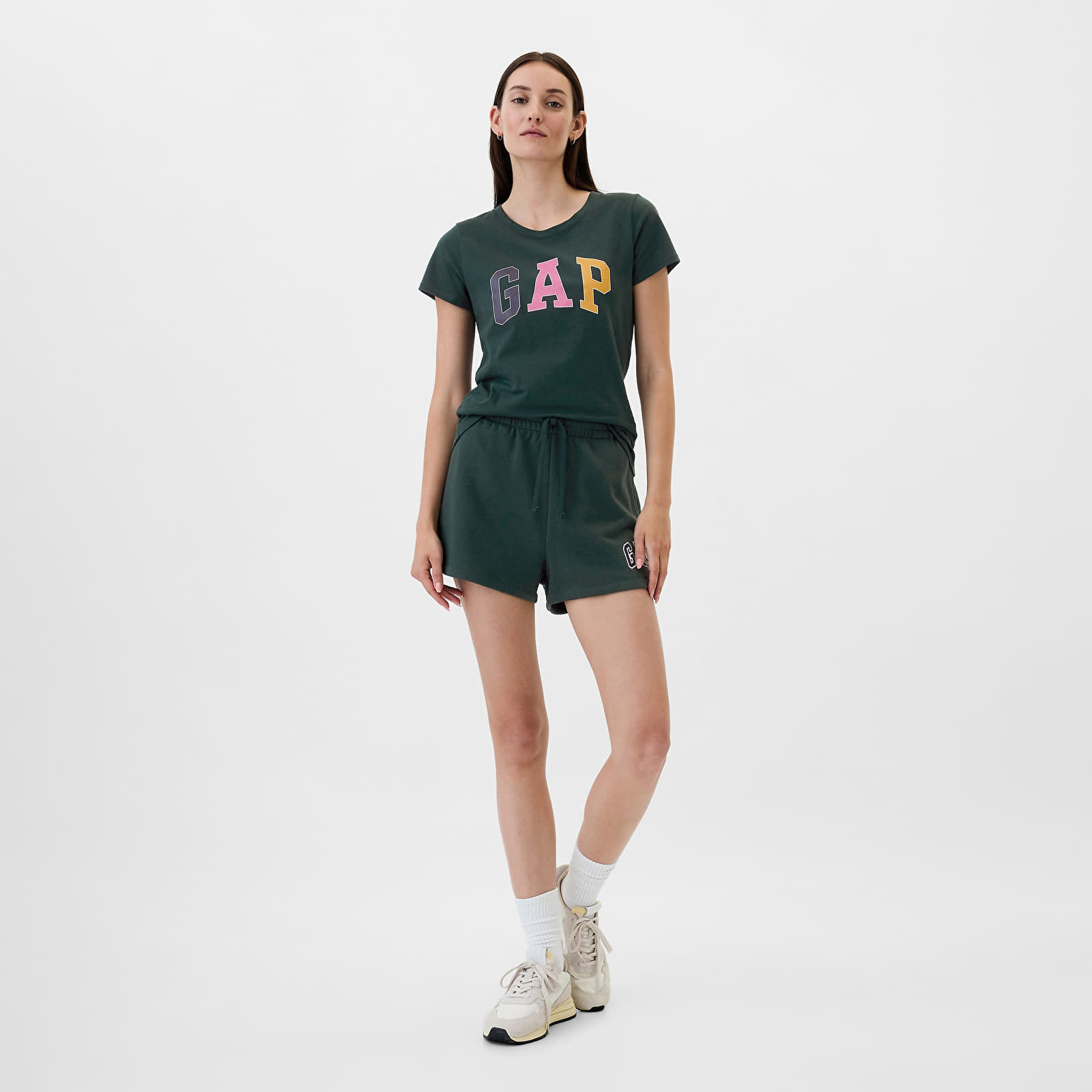 Women's T-shirts GAP Logo Shortleeve  Tee Essex Green Tri Color