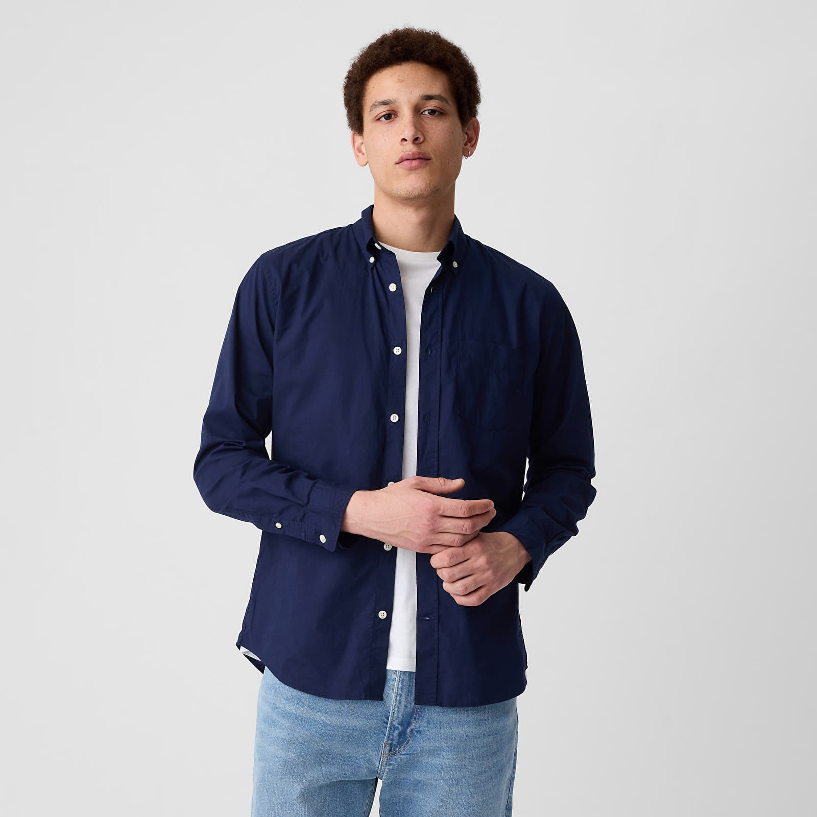 Overhemden GAP Slim-Fit Poplin Shirt Tapestry Navy